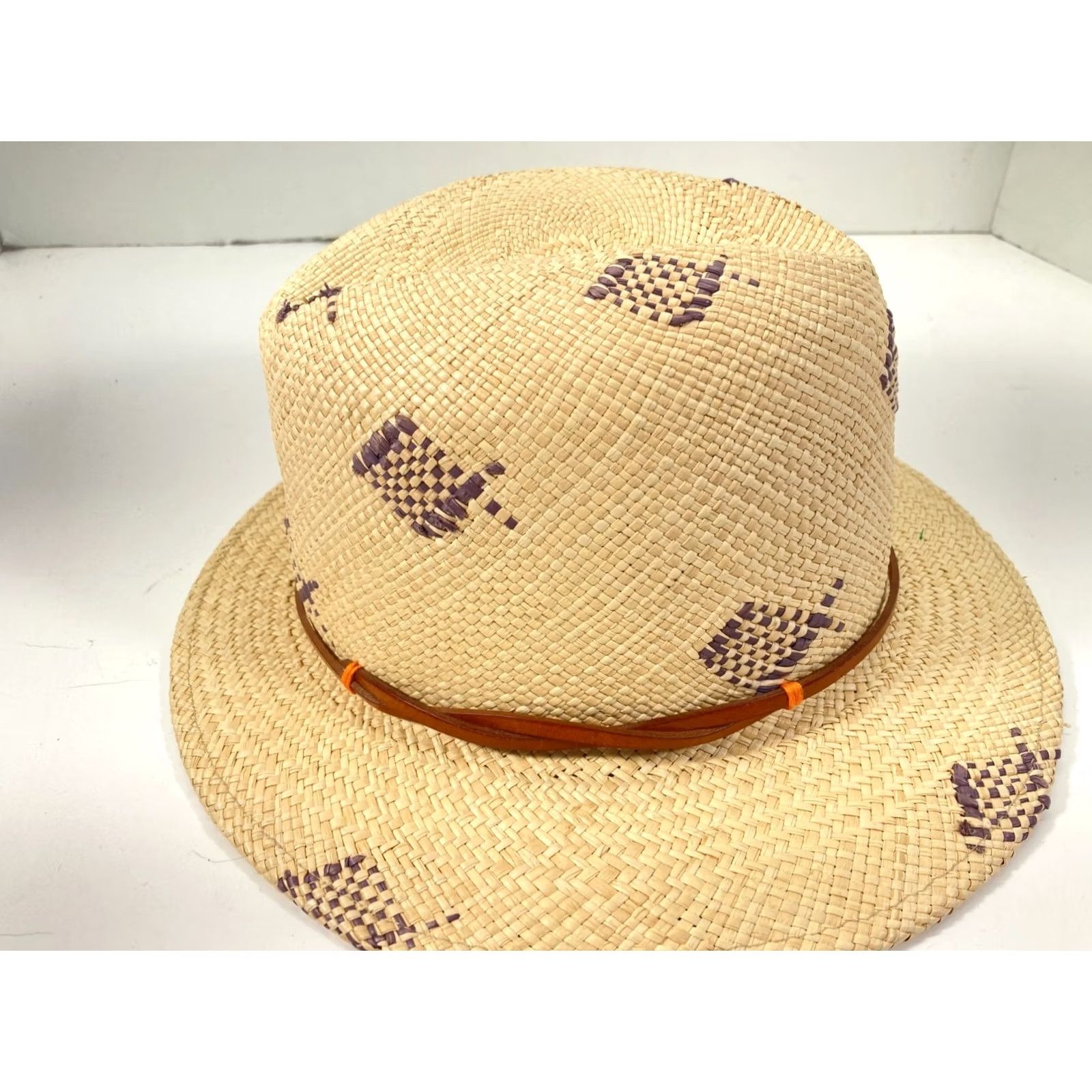 Brooks Brothers VINTAGE Brooks Brothers Panama Fedora Straw Hat Mens S/M Beige Fish Print Western Cowboy Size ONE SIZE - 6 Thumbnail
