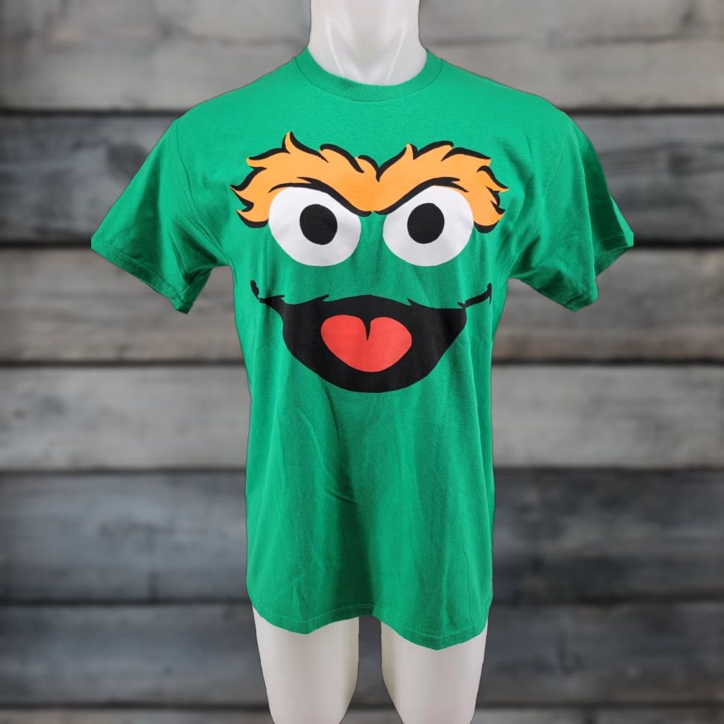 Vintage Sesame Street Oscar The Grouch Face T-Shirt Mens Medium Green Crew Neck Short Sleeve 100% Cotton Graphic Tee Vintage No Size US M / EU 48-50 / 2 - 1 Thumbnail
