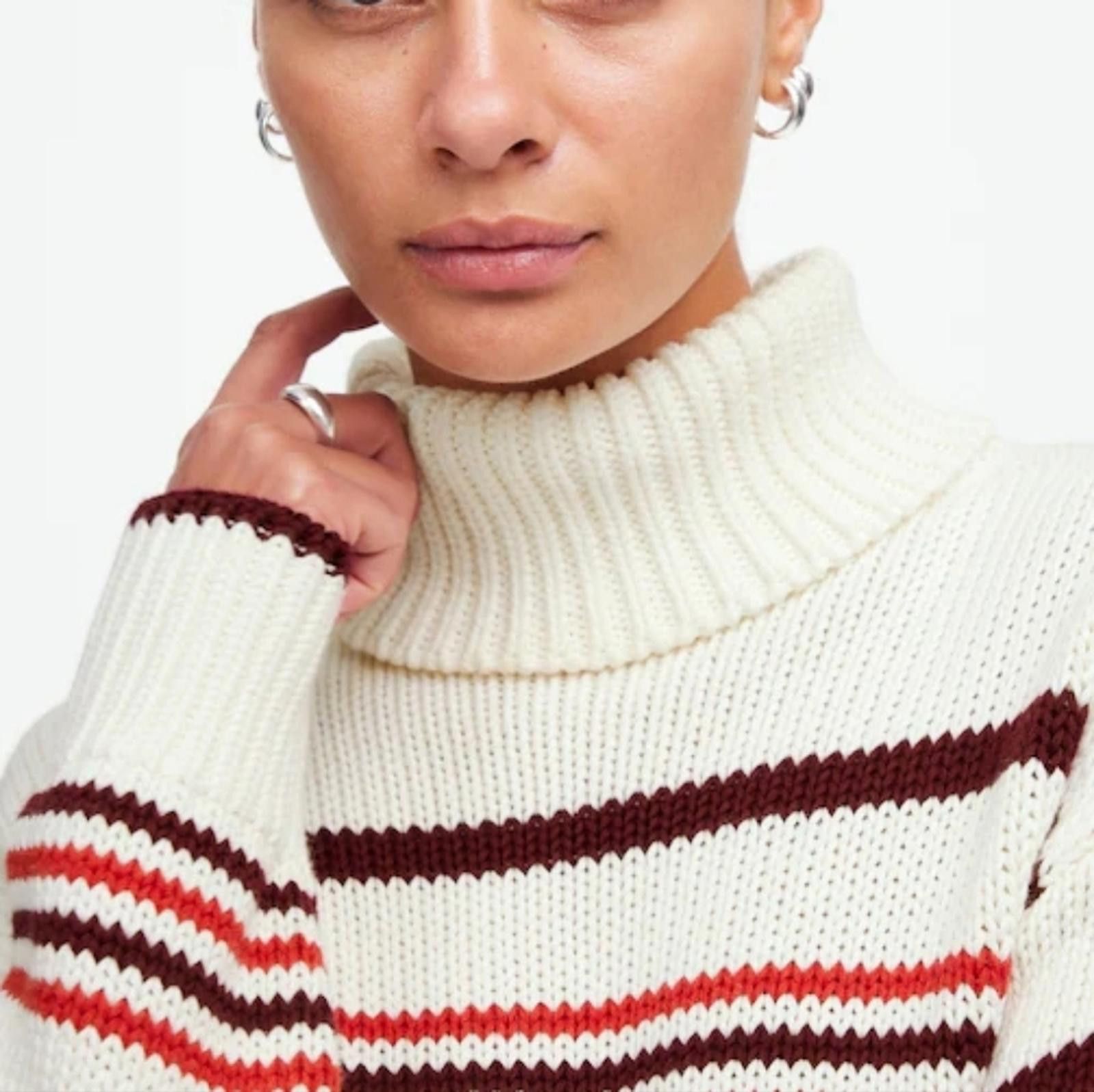 Madewell Madewell Ribbed Cotton Turtleneck Sweater in Stripe Size XS / US 0-2 / IT 36-38 - 5 Thumbnail