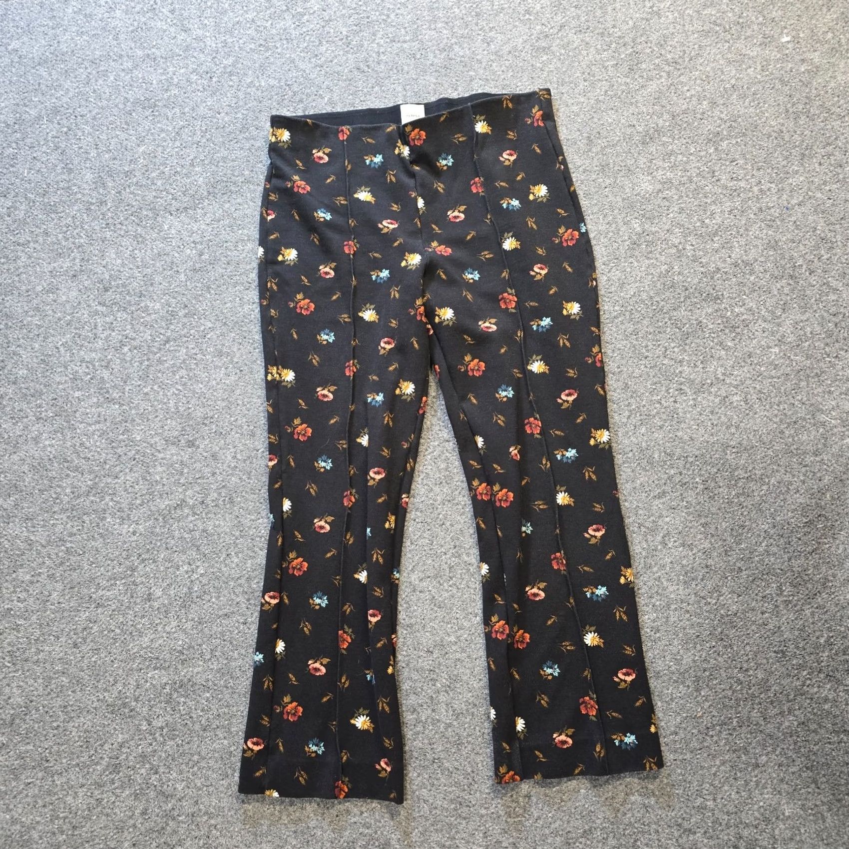 Vintage Maeve Pants Womens Black Flare Crop Ankle Floral Stretch Casual Size 32" / US 10 / IT 46 - 2 Thumbnail