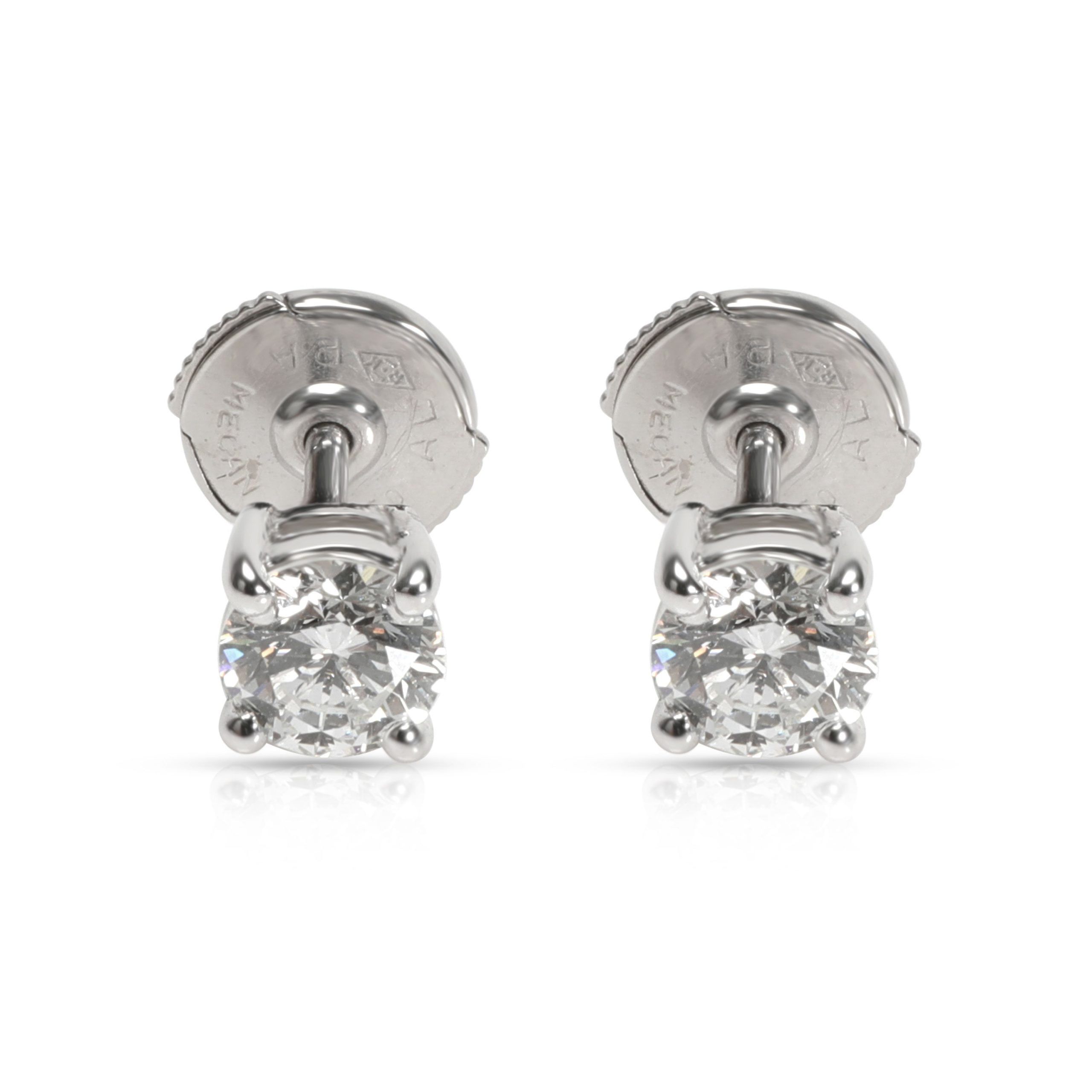 image of Four Prong Diamond Stud Earring In Platinum F-G Vs 1 Ctw in Gold, Women's
