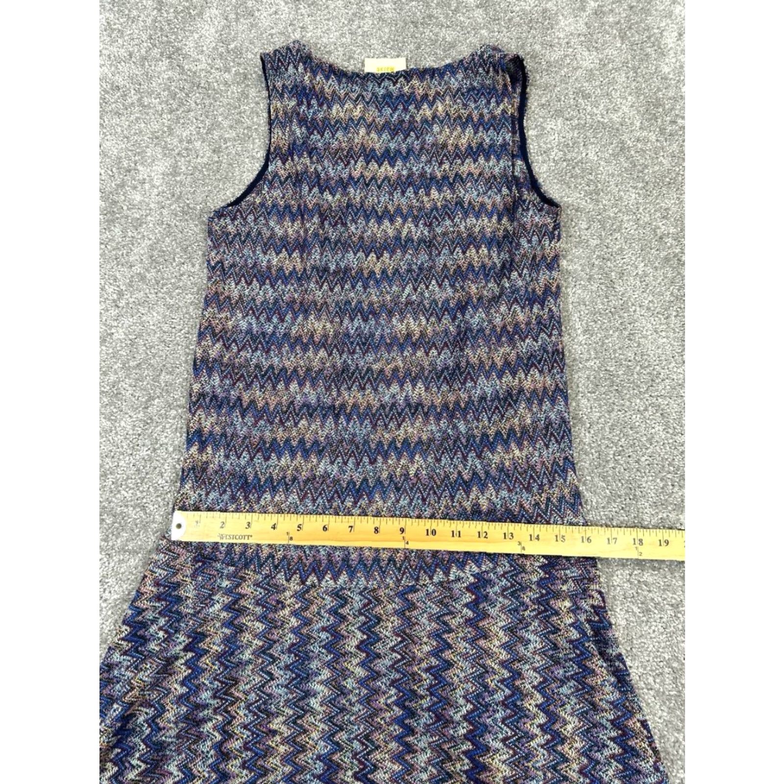 Vintage Maeve Dress Womens Small Purple Gray Yellow Knit Blouson V-Neck Sleeveless Knee Length Casual Everyday Shaped Size S / US 4 / IT 40 - 7 Thumbnail