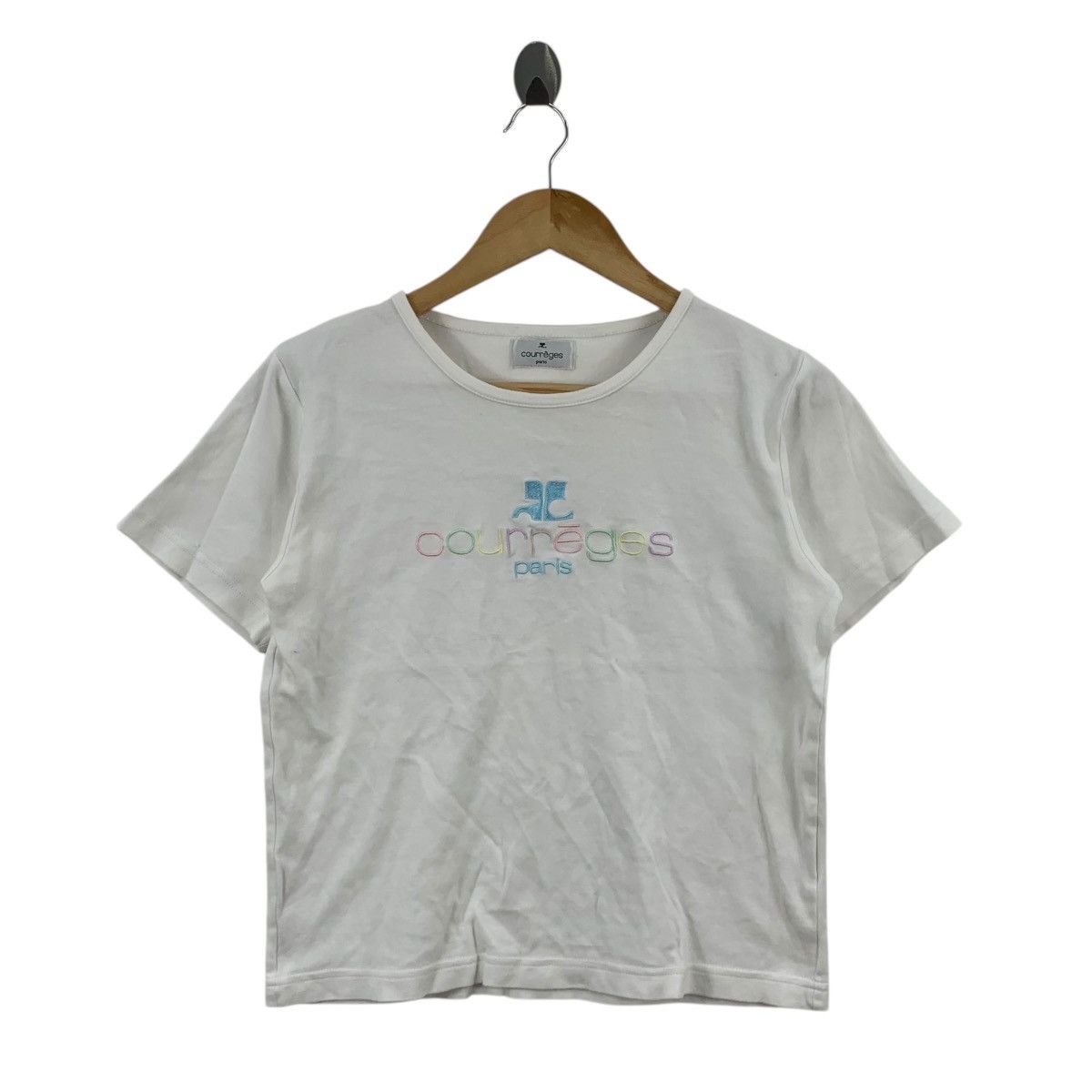 Courreges Vintage COURREGES PARIS Embroidered Logo Tee Shirt Top Size S / US 4 / IT 40 - 3 Thumbnail