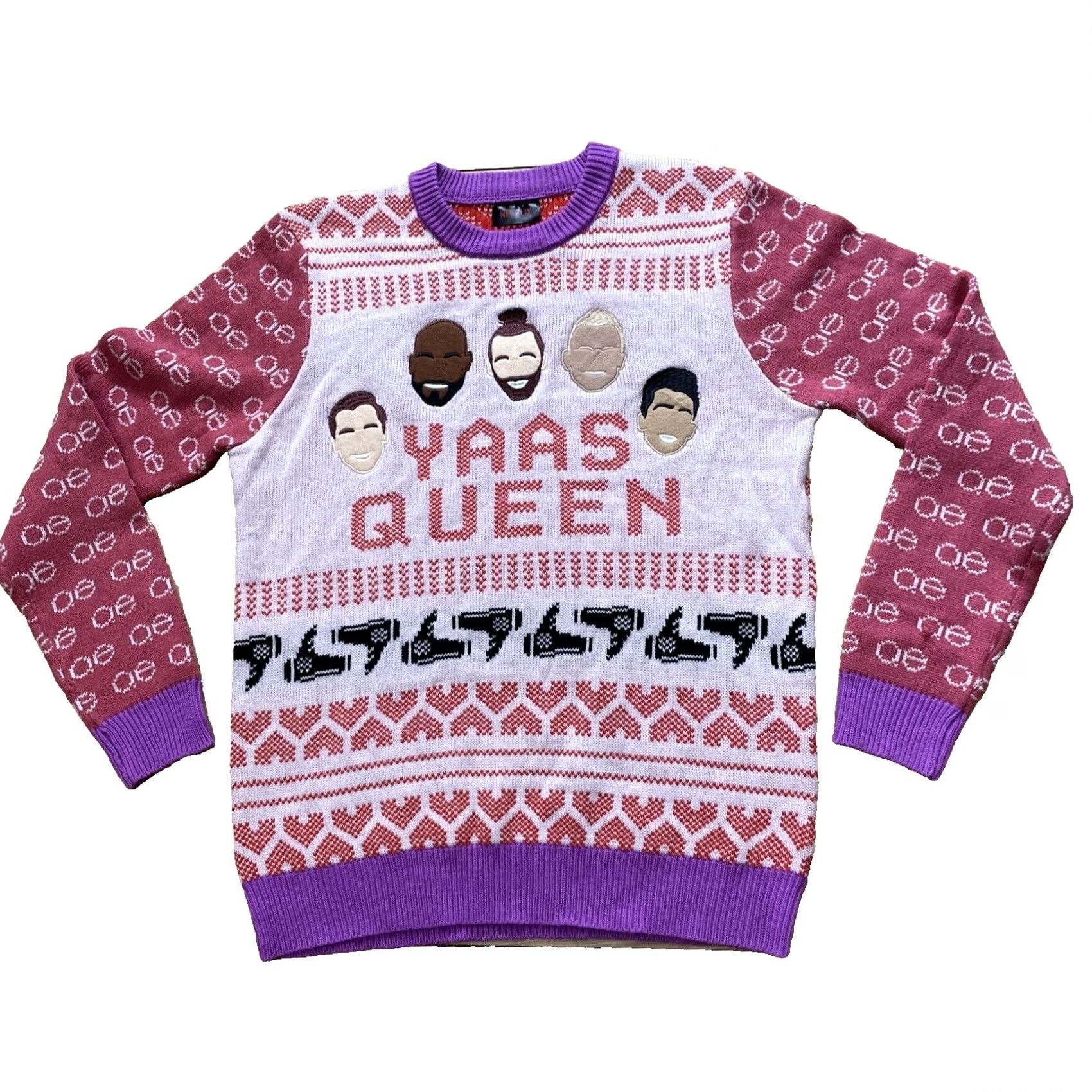 Pinko NETFLIX Sweater XL Pink Peach Knit Crew Neck Unisex Adults Long Sleeve Geometric FairIsle Casual Party/Cocktail Size XL / US 12-14 / IT 48-50 - 2 Thumbnail