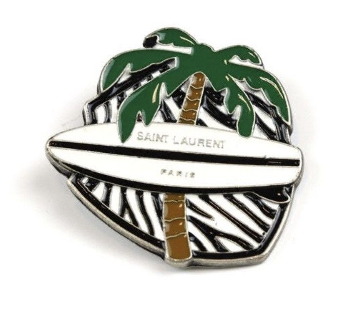 Saint Laurent Paris “Surfs Up!” Saint Laurent Palm Tree Surfboard Pin - Gift Bag Size ONE SIZE - 1 Thumbnail