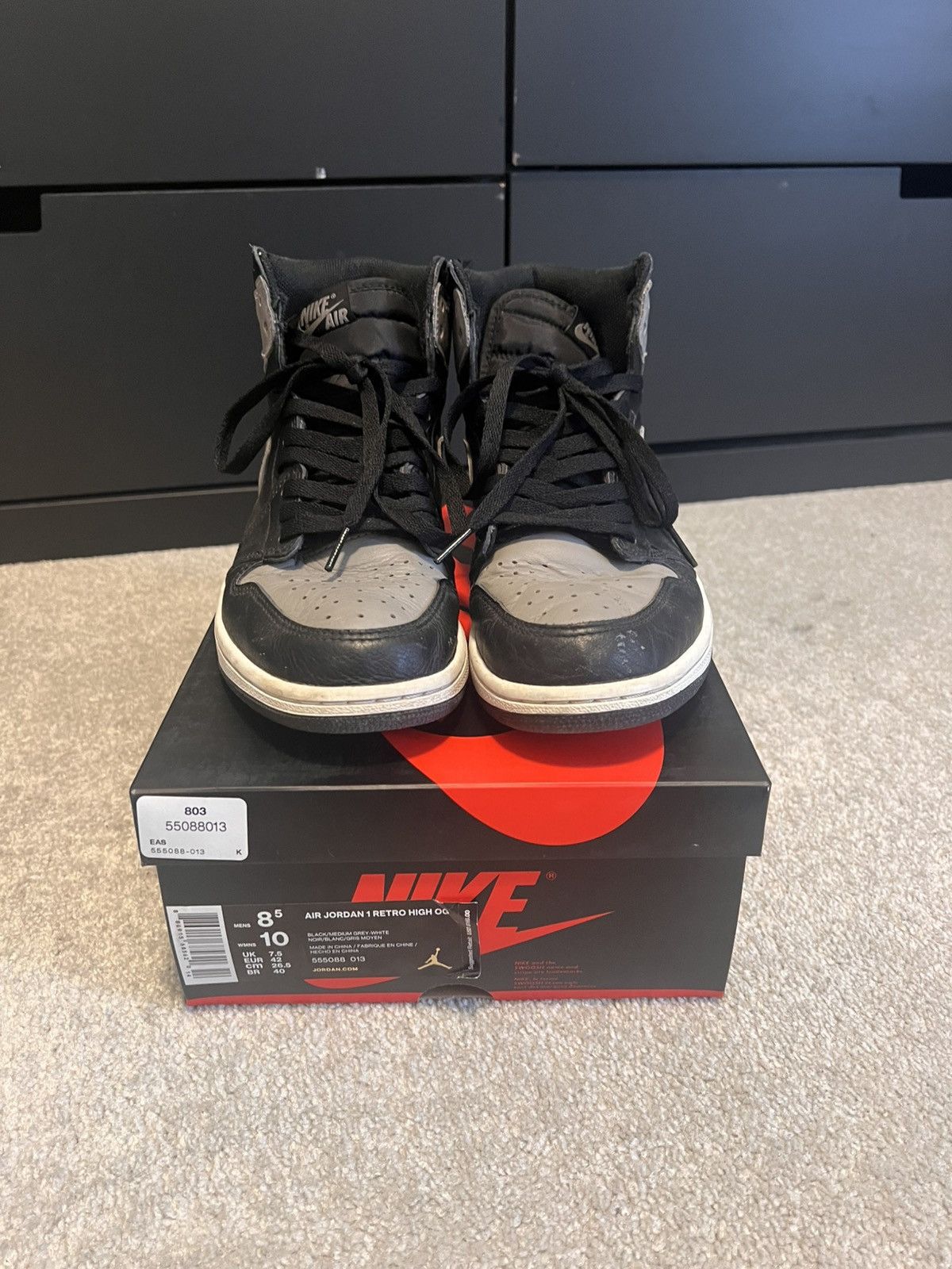 Jordan Brand Jordan 1 Retro High OG ‘Shadow’ (2018) Size US 8.5 / EU 41-42 - 1 Thumbnail