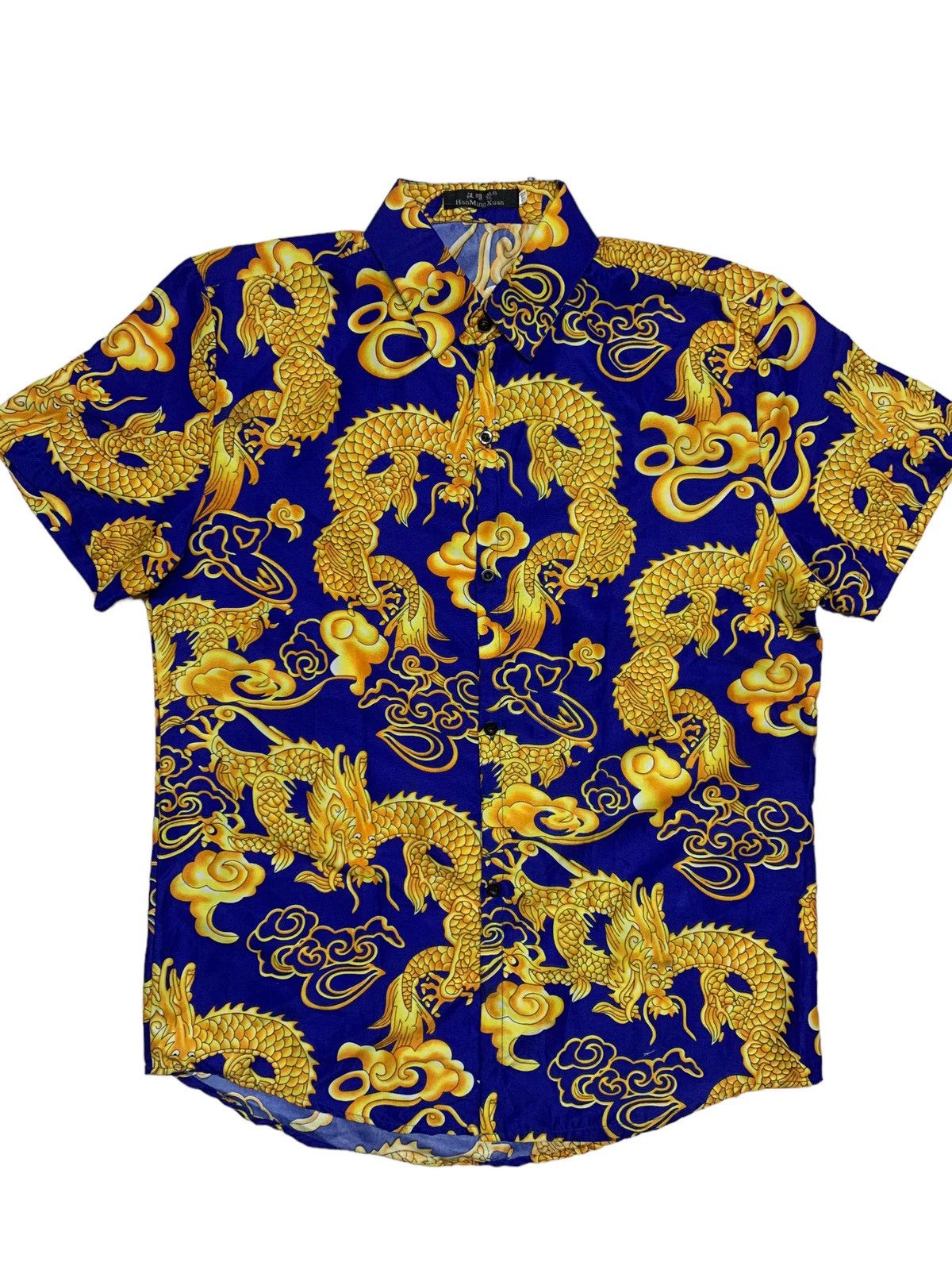 Men shirt print gold dragon Menswear