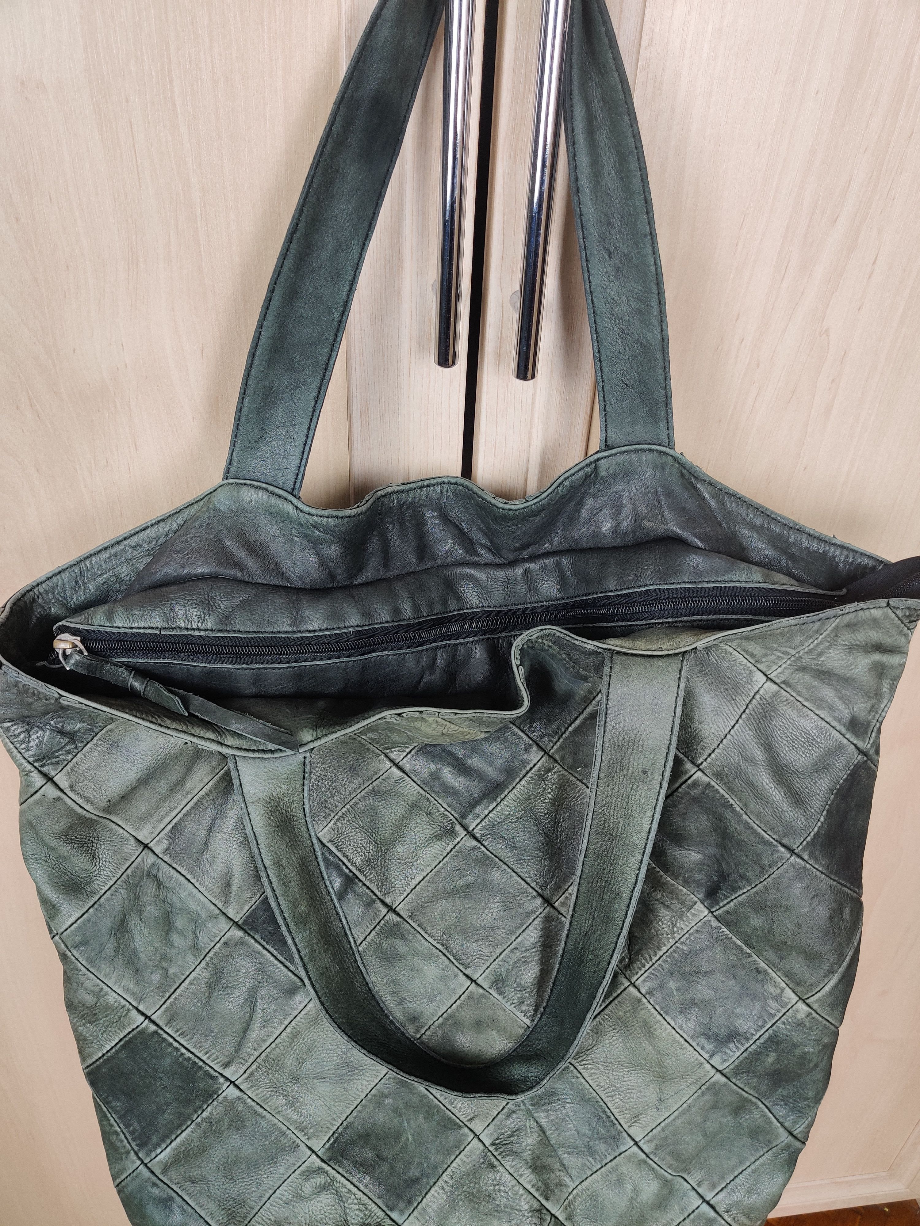 Vintage Vintage Fade Patina Leather Tote Bag Bottega Style Size ONE SIZE - 3 Thumbnail