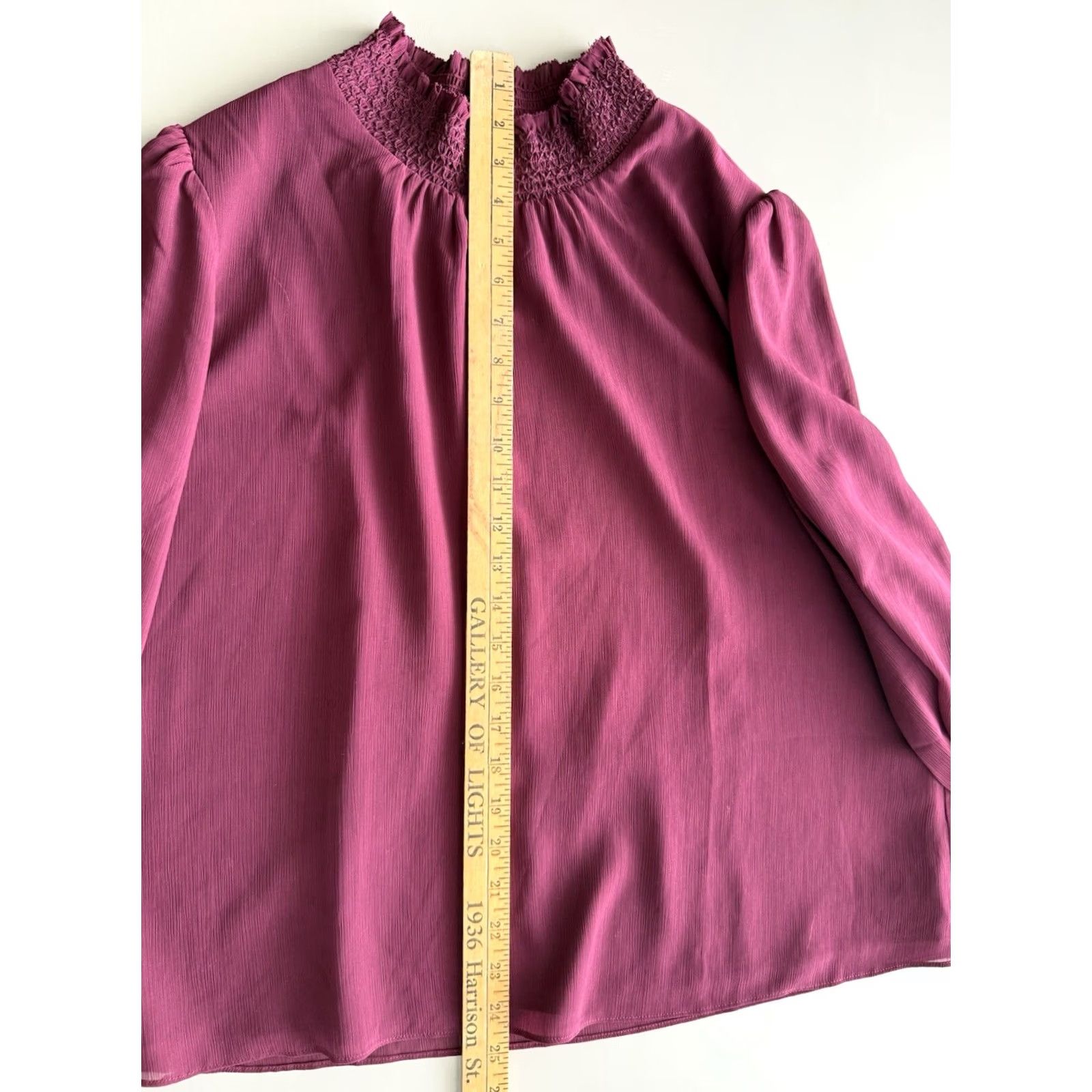 J.Crew J.CREW Top Womens L Burgundy Long Sleeve Mock Neck Ruffle Business Feminine Shirt Size L / US 10 / IT 46 - 5 Thumbnail