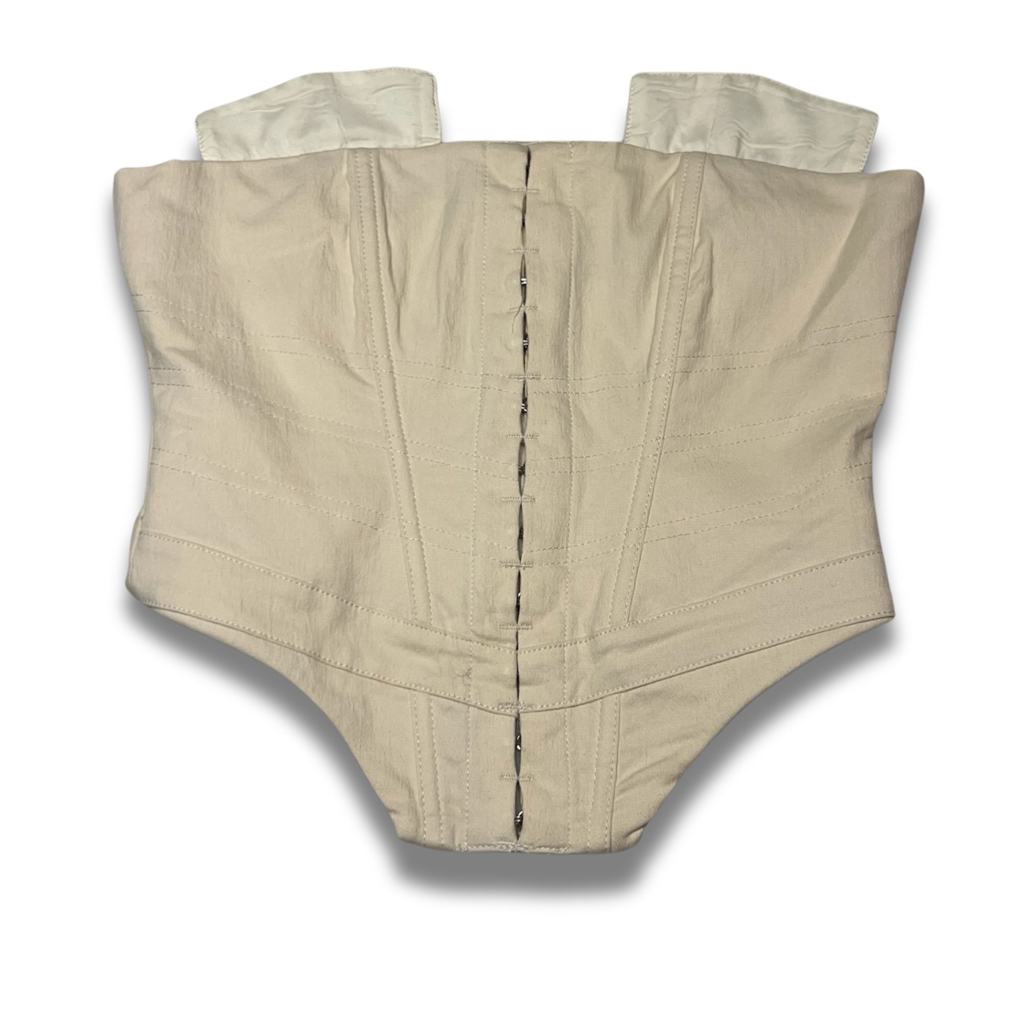 Other White Fox XS Beige Front Zip Corset 97% Cotton & Elastane Bl Size XS / US 0-2 / IT 36-38 - 2 Thumbnail