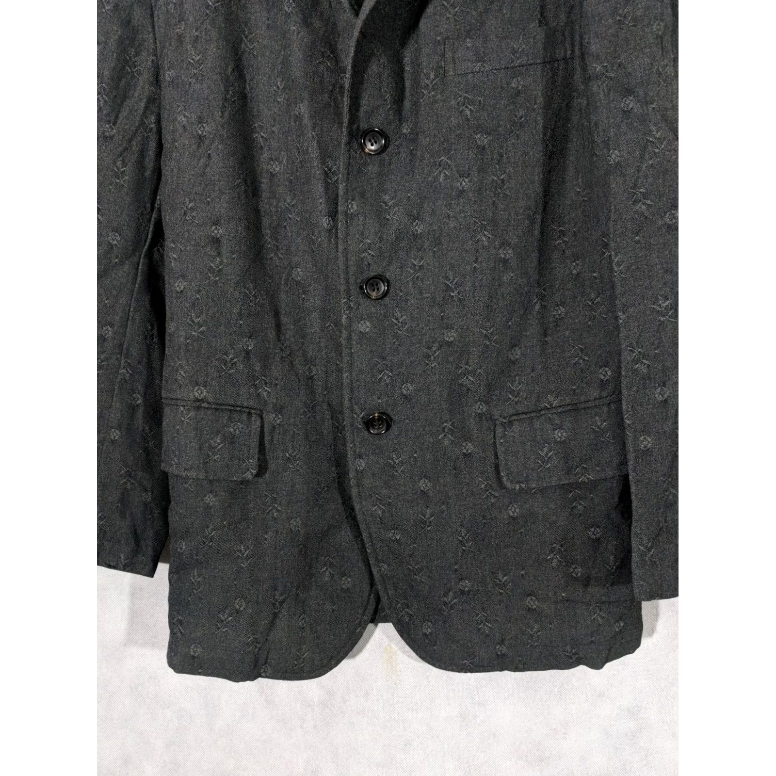 Comme des Garcons Girl VINTAGE Comme des Garcons Homme AD 2003 Blazer Jacket Men Small Gray Embroidered Art 3 Button Japan Size 36R - 2 Thumbnail