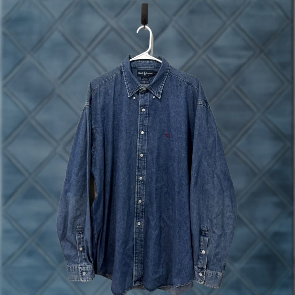 Polo Ralph Lauren VINTAGE Polo Ralph Lauren Blaire Denim Blue Button-Up Shirt XL Mens Size US XL / EU 56 / 4 - 1 Thumbnail