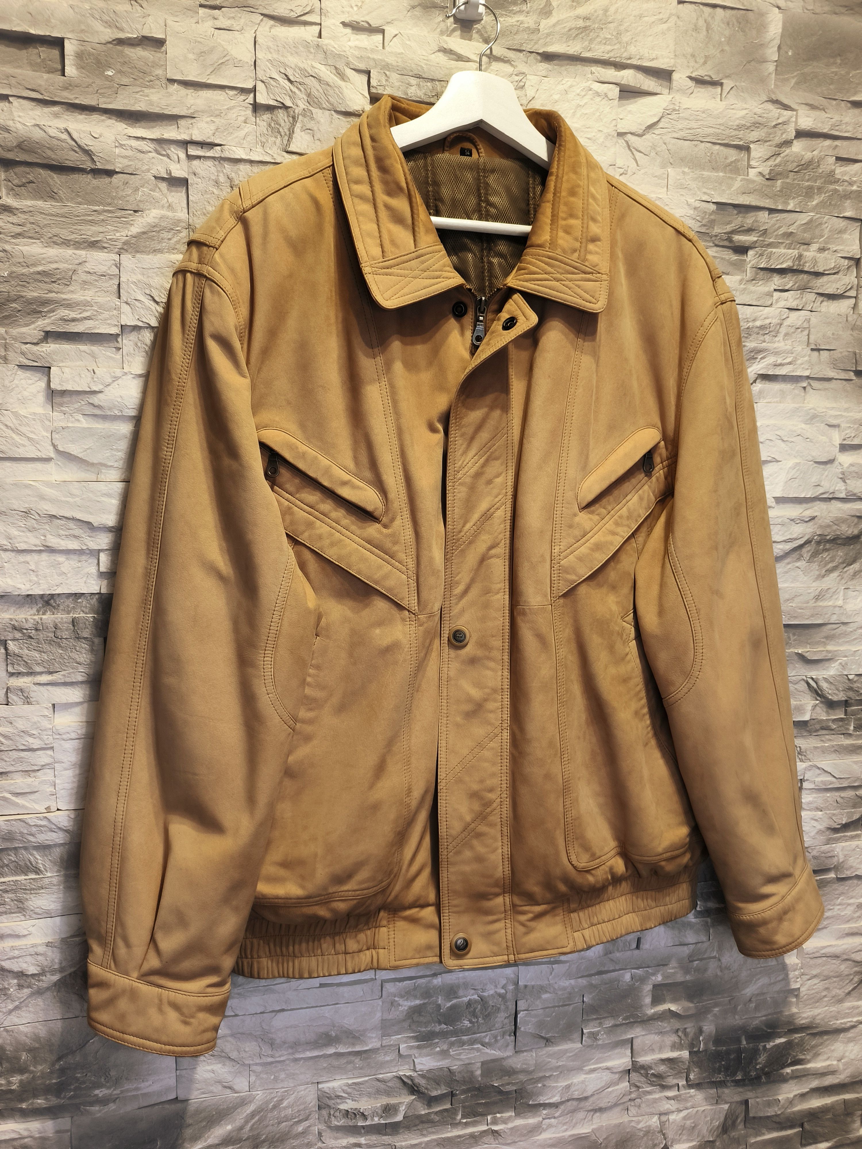Vintage Vintage Westbury Beige Leather Jacket Bomber Size US L / EU 52-54 / 3 - 3 Thumbnail