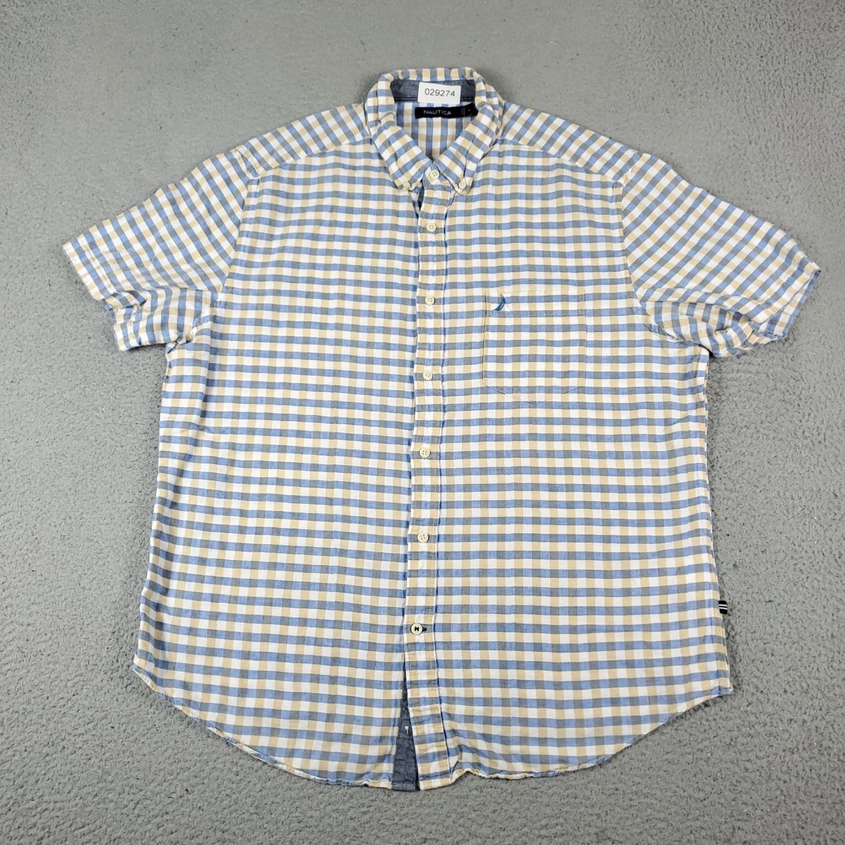 Nautica Nautica Shirt Mens XL Blue Beige Plaid Button-Up Short Sleeve Classic Casual Shirt Mens XL Blue Beige Plaid Size US XL / EU 56 / 4 - 3 Thumbnail