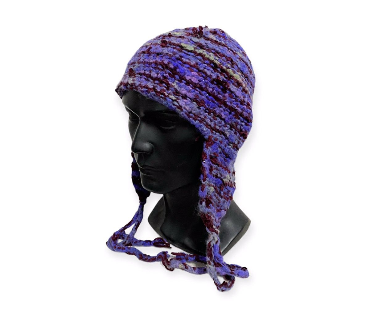 image of Knit Earflap Beanie Hat in Purple, Men's