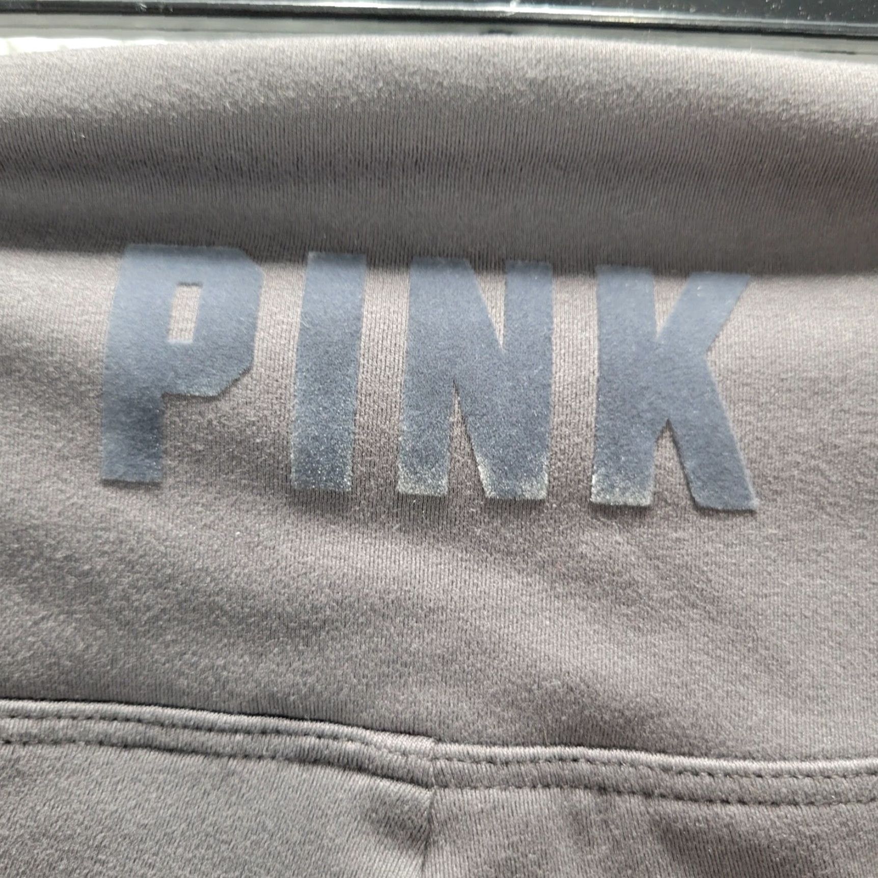 Pinko PINK Active Leggings Gray M Ruched Drawstring Velvet Spell Out Women's Activewear XS? Size 32" / US 10 / IT 46 - 4 Thumbnail