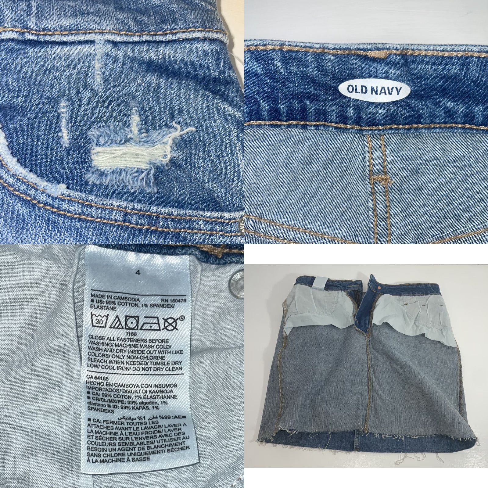 Old Navy VINTAGE? Old Navy Blue Jean Skirt Women Size 4 Distressed Style New NWT RN#160476 Size 27" / US 4 / IT 40 - 8 Thumbnail
