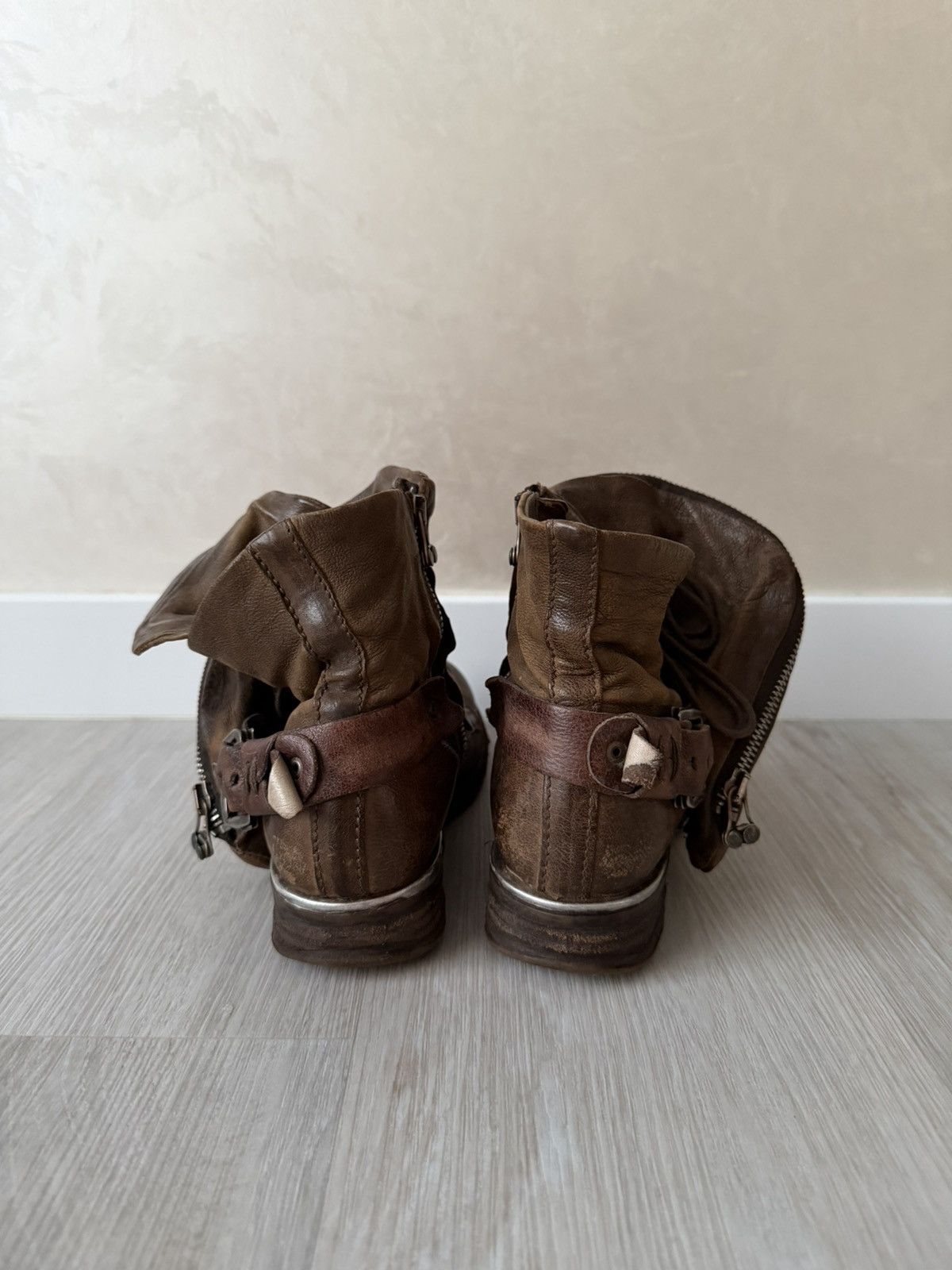 A.S.98 Vintage Italian AS 98 Rick Owens Style Leather Biker Boots Size US 7 / IT 37 - 8 Thumbnail