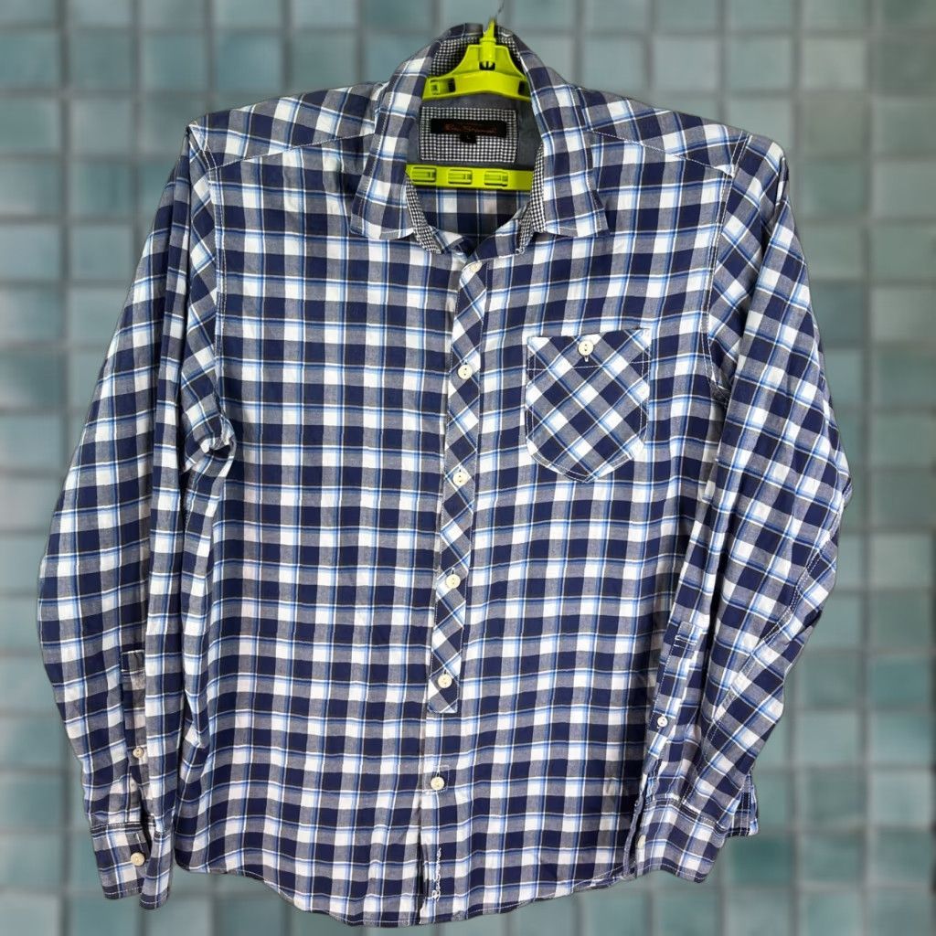 Ben Sherman Ben Sherman Plaid Button-Up Shirt Mens L Blue Long Sleeve Size US L / EU 52-54 / 3 - 1 Thumbnail