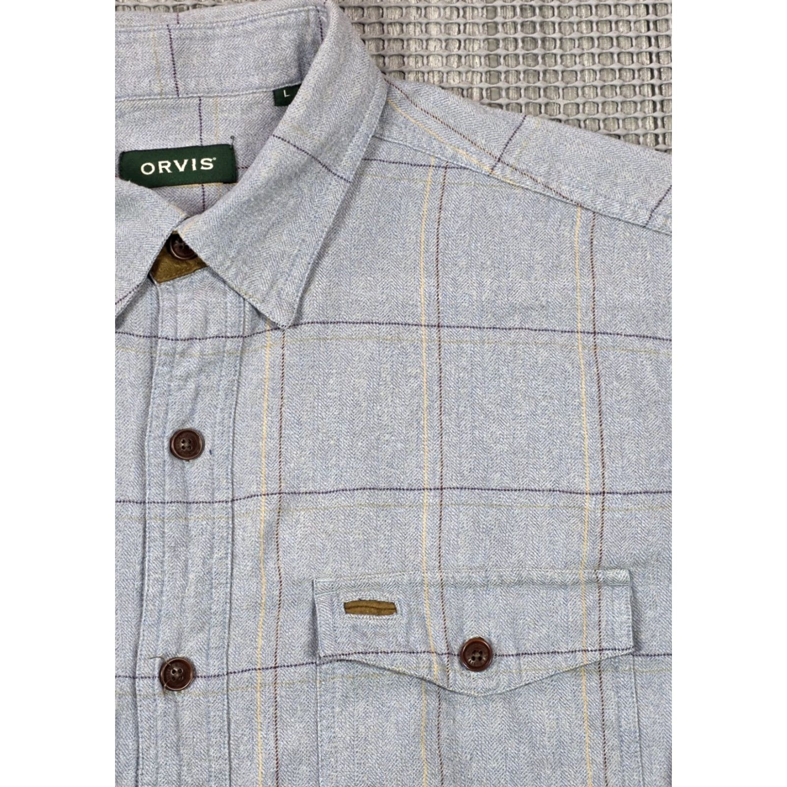 Orvis Orvis Fairbanks Shirt Mens L Button Up Flannel Gray Plaid Elbow Patch Pants? Size US L / EU 52-54 / 3 - 3 Thumbnail