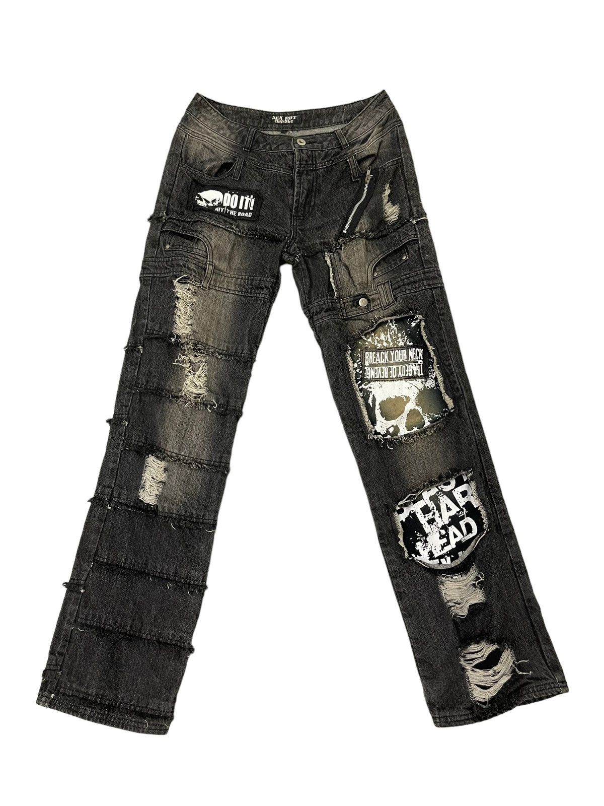 Pre-owned Hype Hagi Jeans Sex Pot Revenge Anarchy Distress Denim 84 In Black