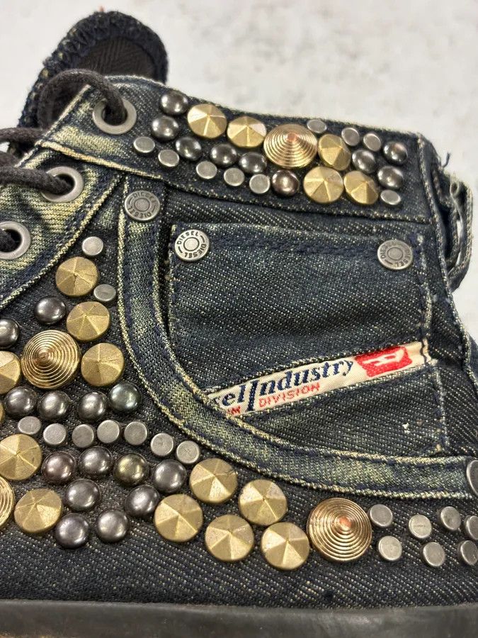 Diesel 2000s Diesel Navy Denim Studded High Sneakers Size US 8 / EU 41 - 11 Thumbnail