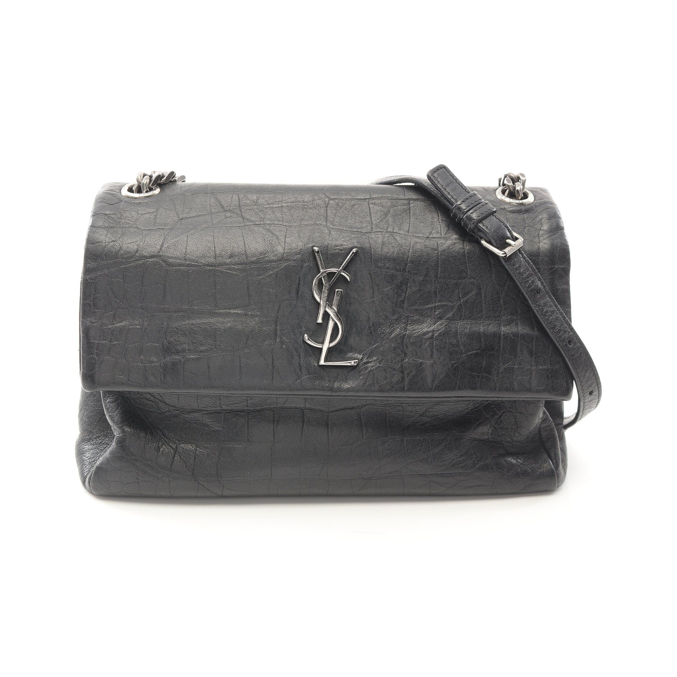 Yves Saint Laurent Yves Saint Laurent West Hollywood Monogram Chain Shoulder Bag Leather Black Croc Embossed Size ONE SIZE - 1 Thumbnail
