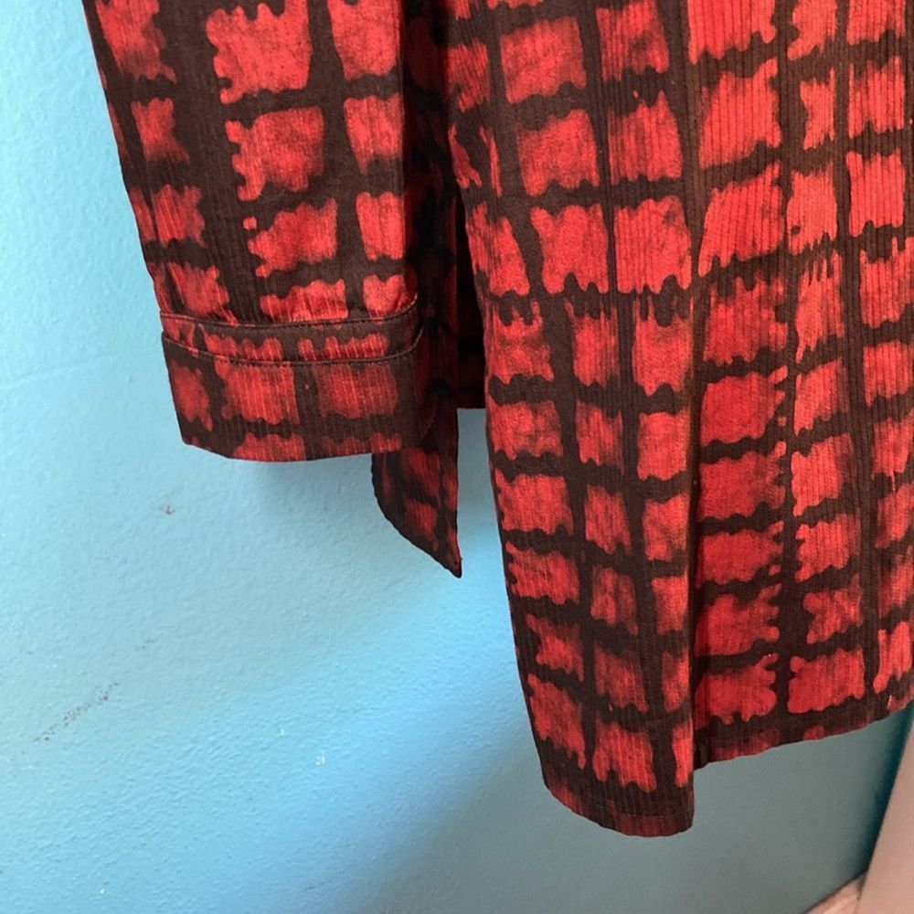 Vintage MIM Made in Marrakesh Cotton Tunic Blouse Red & Black Oversi Size ONE SIZE - 14 Thumbnail