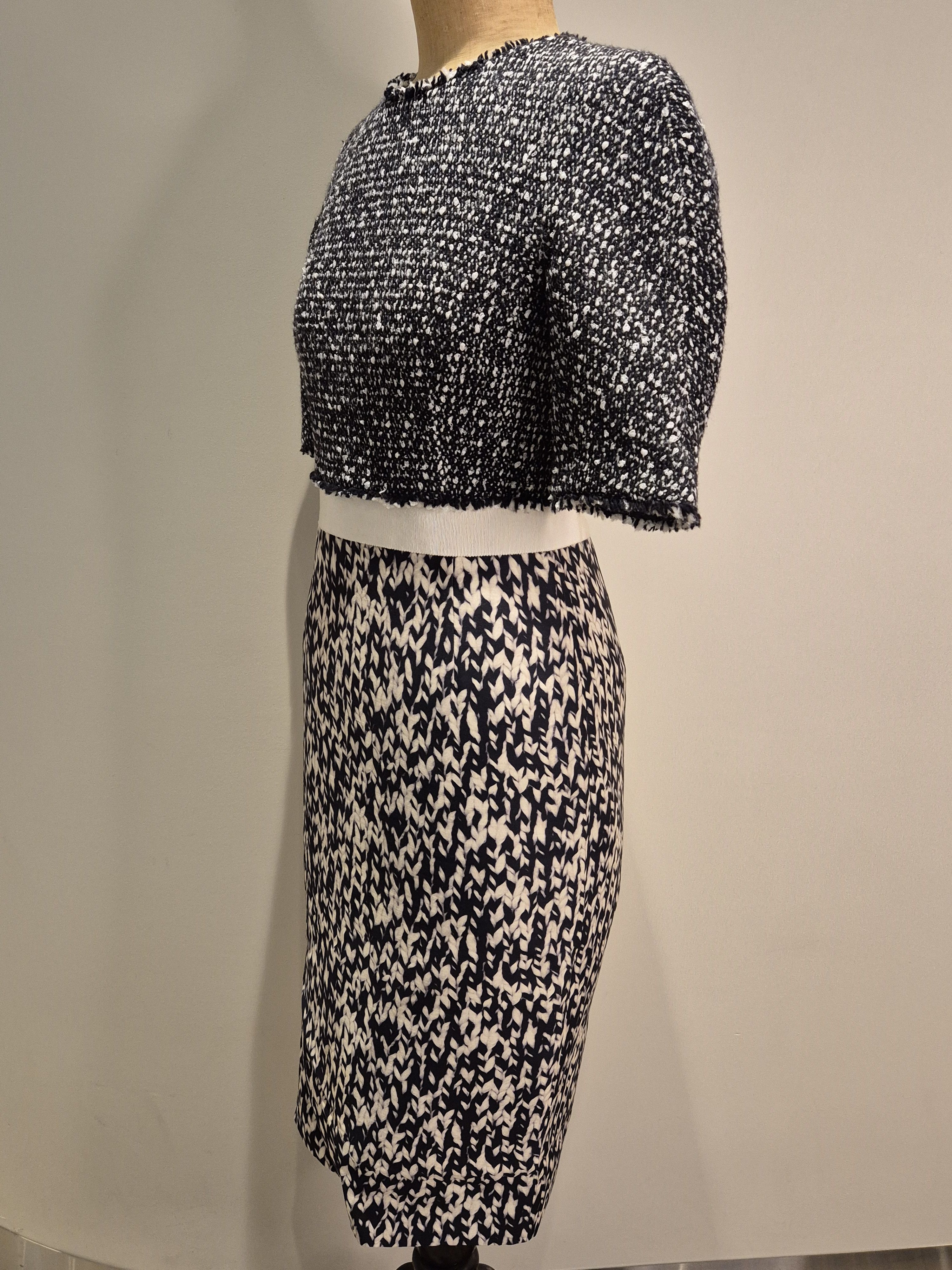 Giambattista Valli Giambattista Valli tweed/trompe l'oiell printed silk dress Size XS / US 0-2 / IT 36-38 - 4 Thumbnail