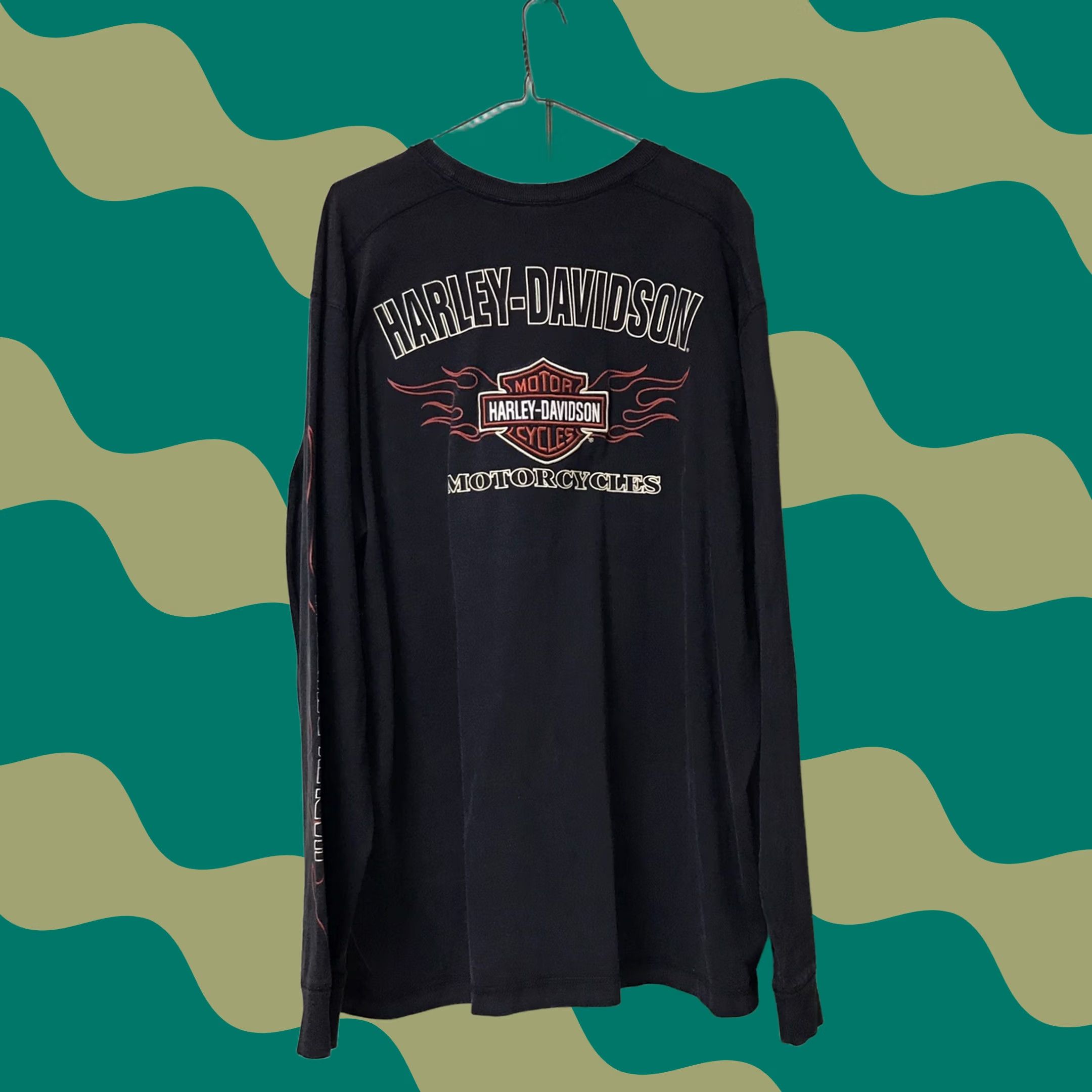 Harley Davidson Harley-Davidson Men Black Distressed Embroidered Long Sleeve Graphic T-Shirt 2XL Size US XXL / EU 58 / 5 - 1 Thumbnail