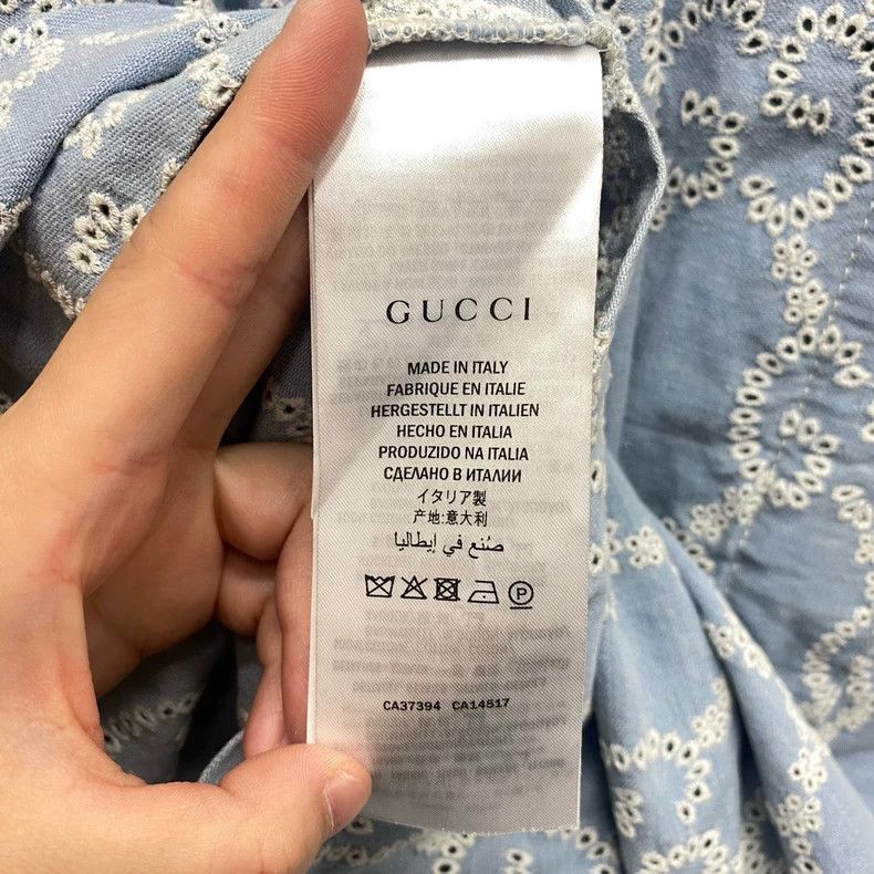 Gucci Gucci Light blue embroidered full-print long-sleeved dress Size S / US 4 / IT 40 - 4 Thumbnail