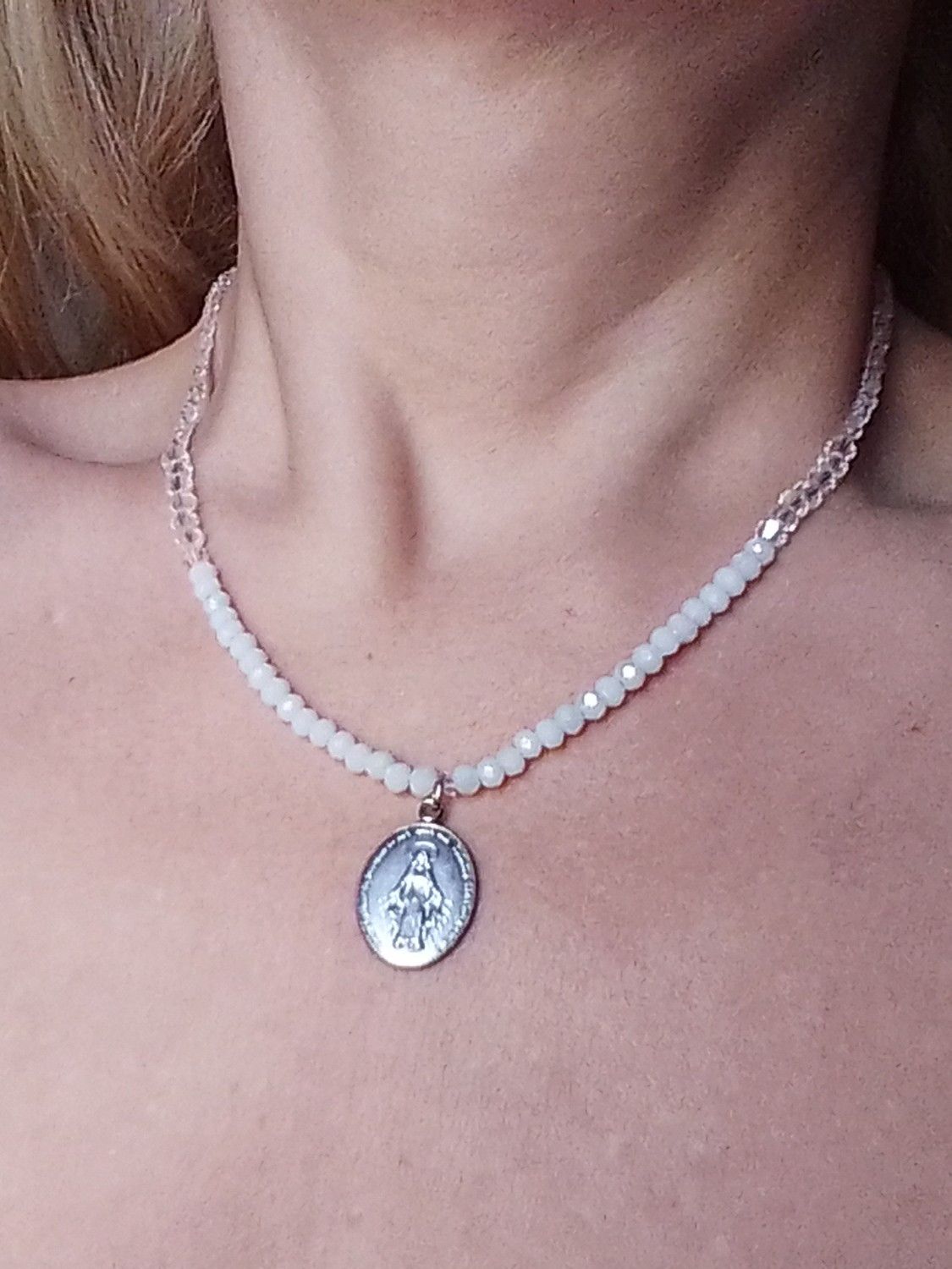 Handmade Pendant Silver 925 Virgin Mary with crystal necklace Size ONE SIZE - 7 Thumbnail