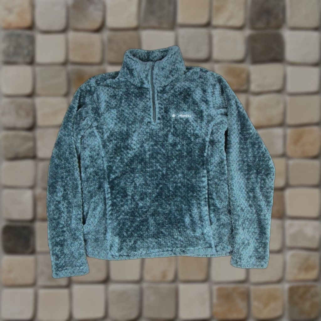 Vintage Columbia Jacket Womens Medium Blue Quartezip Hiking Sherpa Fleece Size M / US 6-8 / IT 42-44 - 1 Thumbnail
