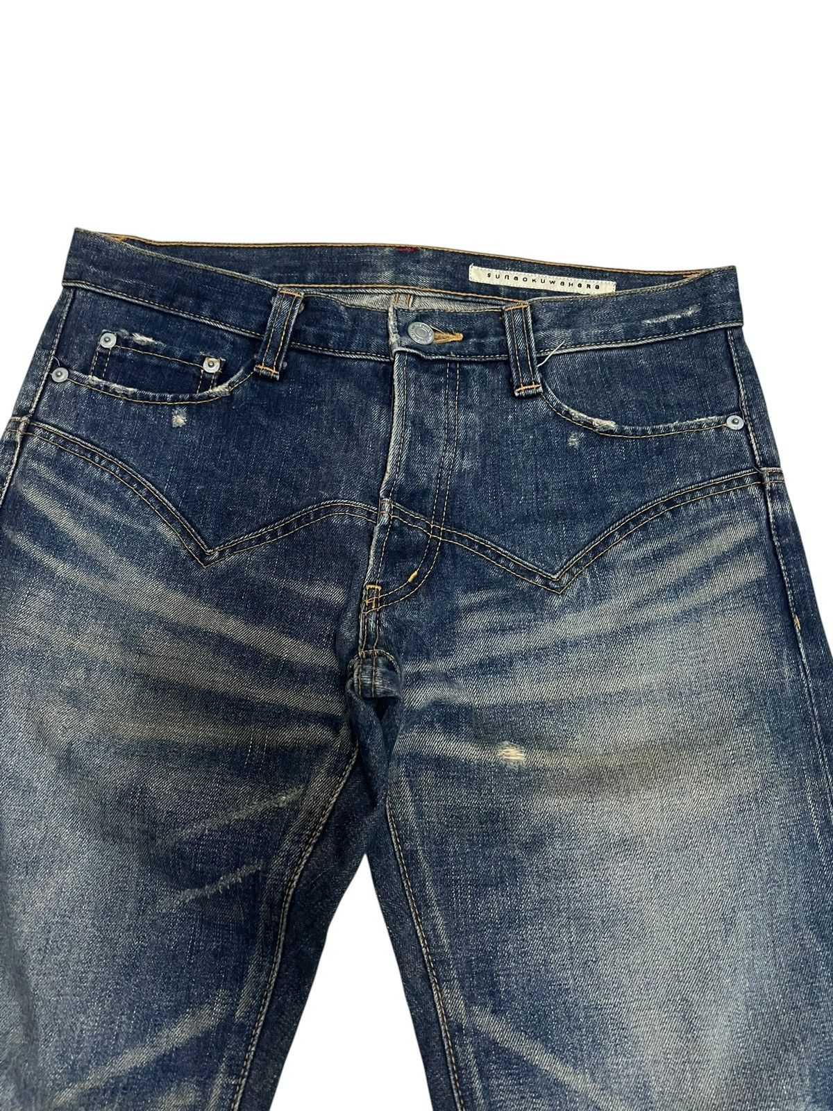 Issey Miyake VINTAGE SUNAOKUWAHARA SELVEDGE DISTRESSED ISSEY MIYAKE JEAN Size US 31 - 3 Thumbnail
