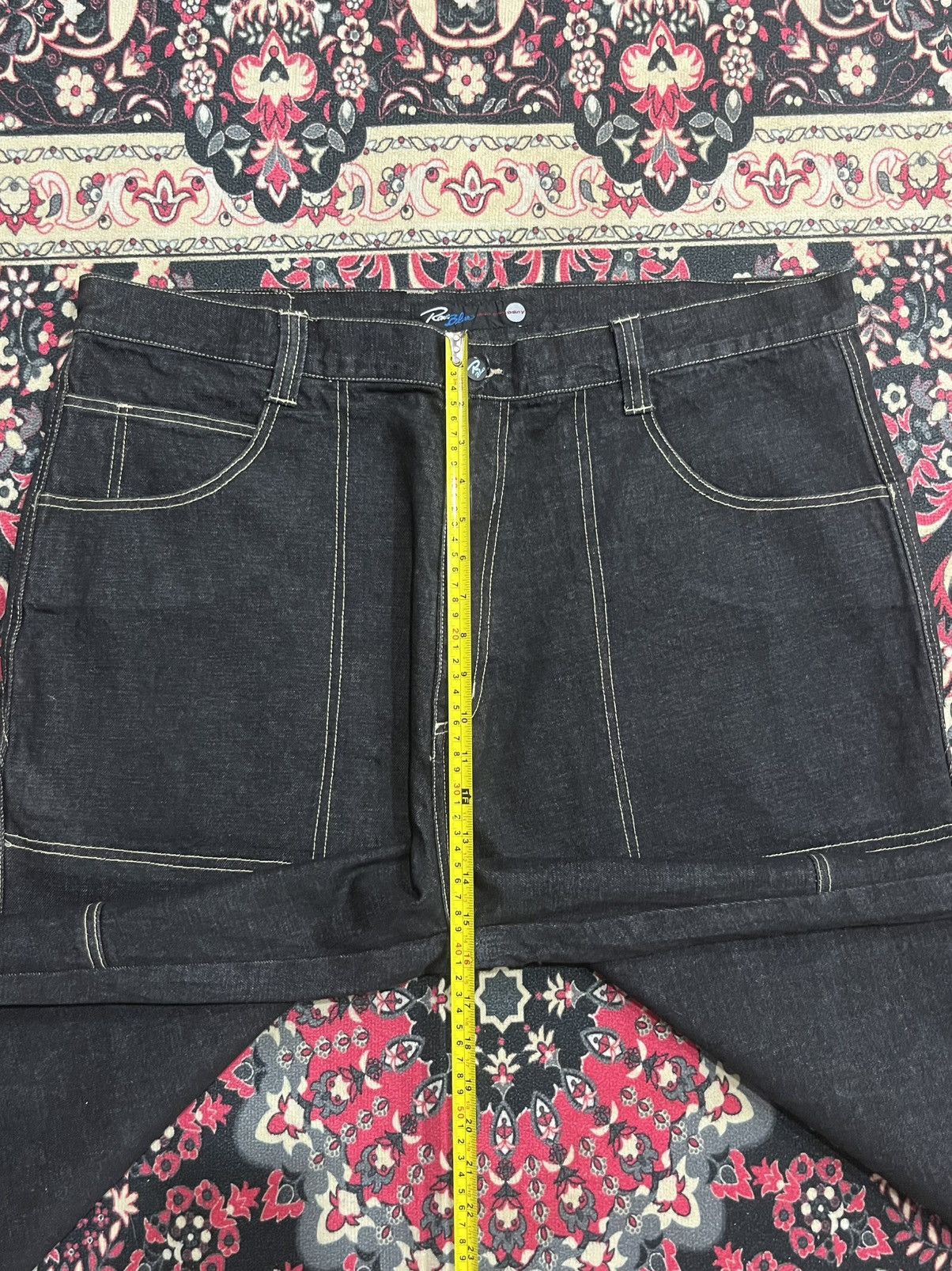 JNCO ⚡️Baggy⚡️Vintage Raw Blue Company Dark Washed Graffiti Jeans Size US 42 / EU 58 - 14 Thumbnail