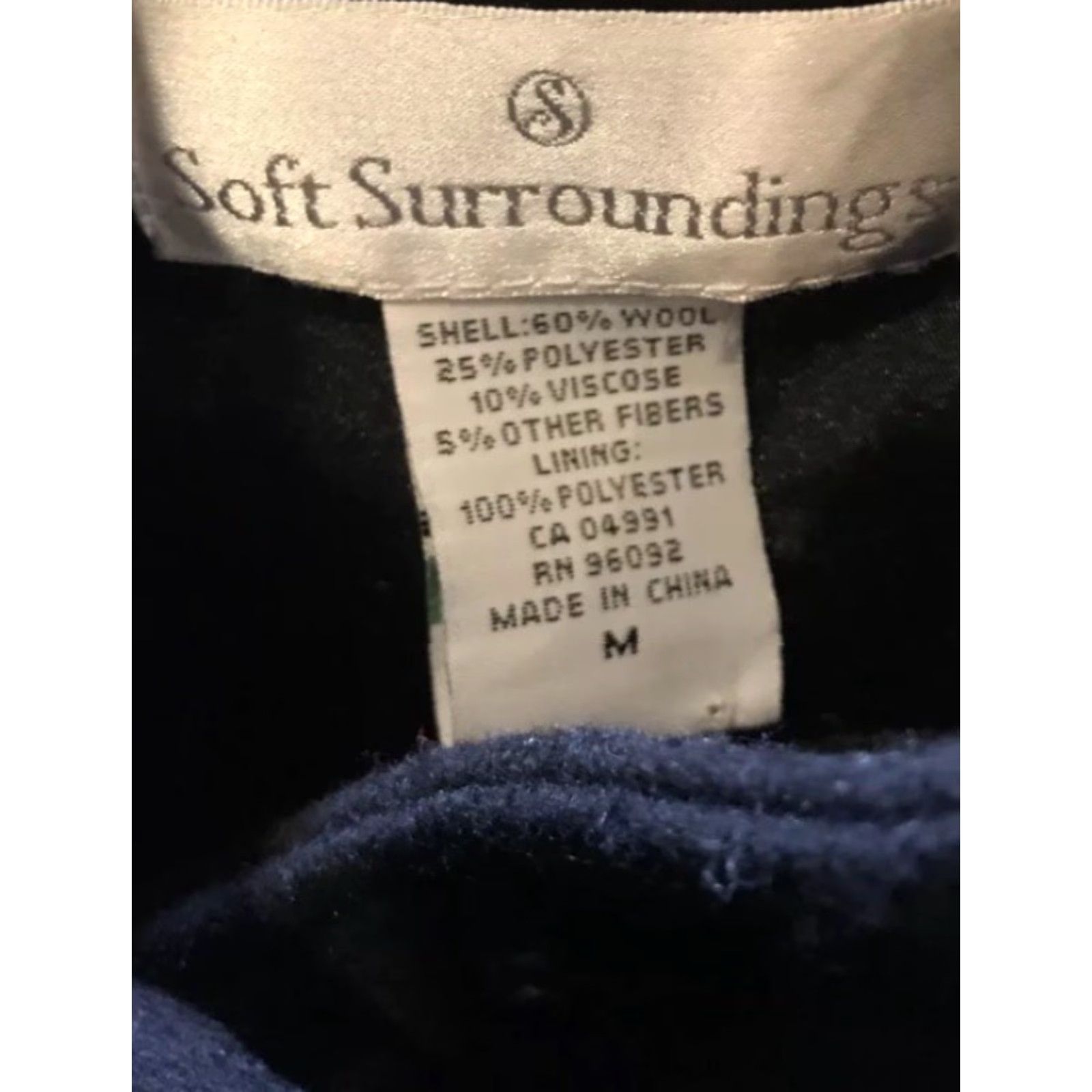Soft Surroundings Wool Moto Jacket Full Zip Coat Women Black M
