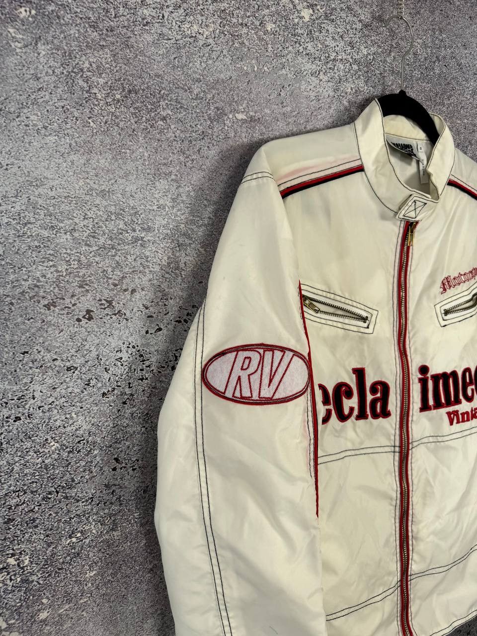 Vintage Reclaimed Vintage Biker Jacket Nylon White Men's Xs size Size US XS / EU 42 / 0 - 6 Thumbnail