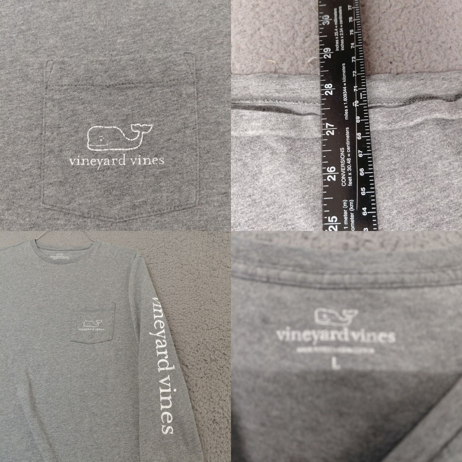 Vineyard Vines Vineyard Vines T-Shirt Adult Large Heather Gray Long Sleeve Pocket Whale... Shirt Mens Regular Gray Vintage No Size US L / EU 52-54 / 3 - 8 Thumbnail