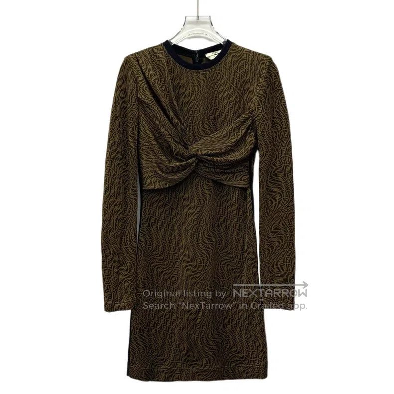 Fendi Fendi Deep brown logo jacquard full print round neck long Size XXS / US 00 / IT 34 - 1 Thumbnail