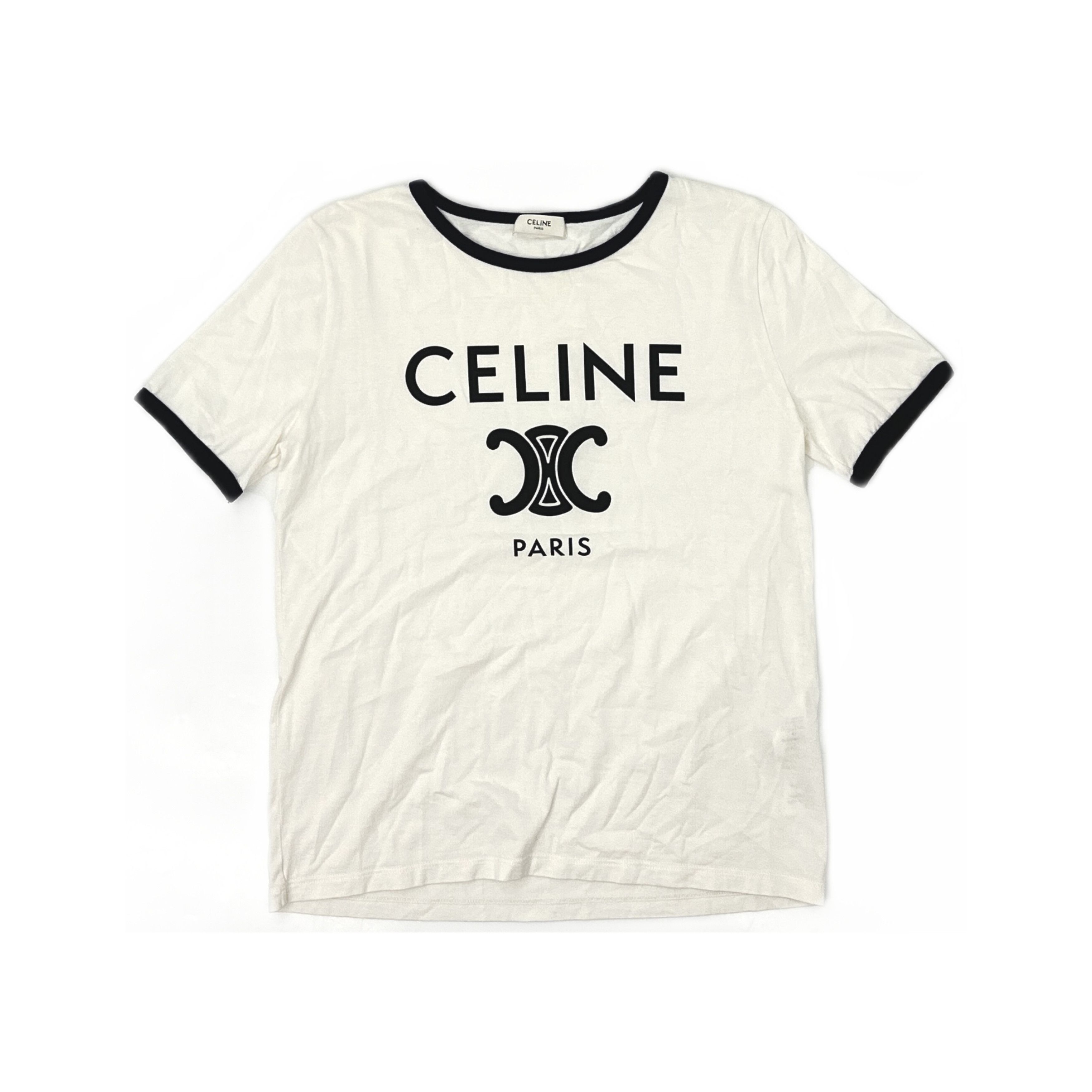Celine Celine Triomphe Logo Ringer T-Shirt Size M Size M / US 6-8 / IT 42-44 - 1 Thumbnail