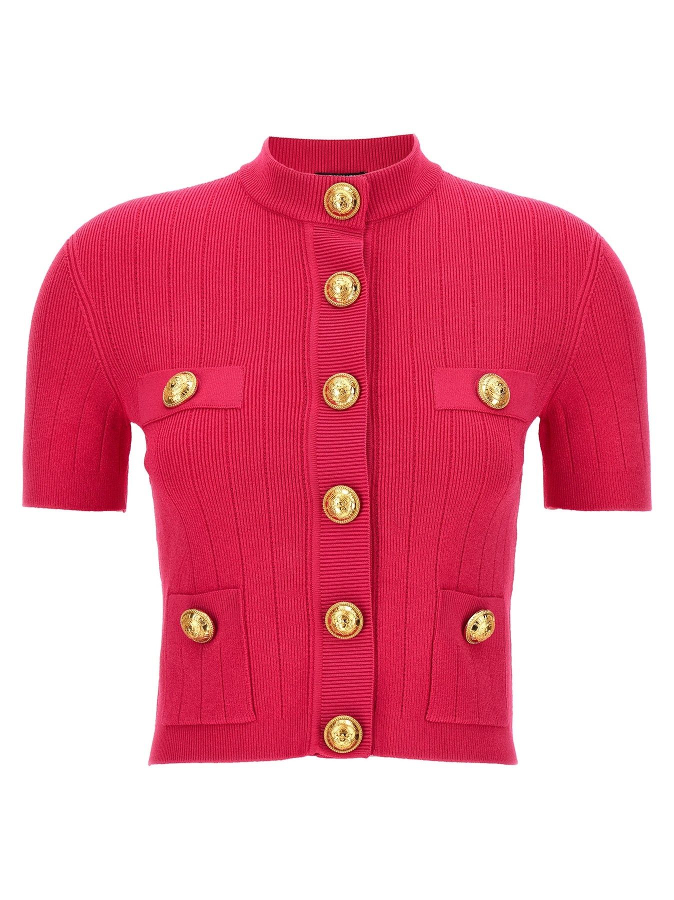 Balmain o1s1wg110825 Logo Buttons Cardigan Sweater in Pink Size XL / US 12-14 / IT 48-50 - 1 Thumbnail