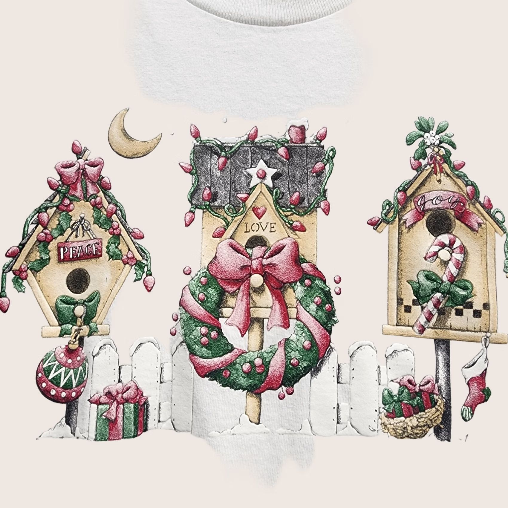 Vintage VINTAGE Birdhouse Christmas Long Sleeve Shirt Shirt Unisex Adults L White Distressed Made In USA Christmas Birdhouse L Womens Mens Size US L / EU 52-54 / 3 - 1 Thumbnail