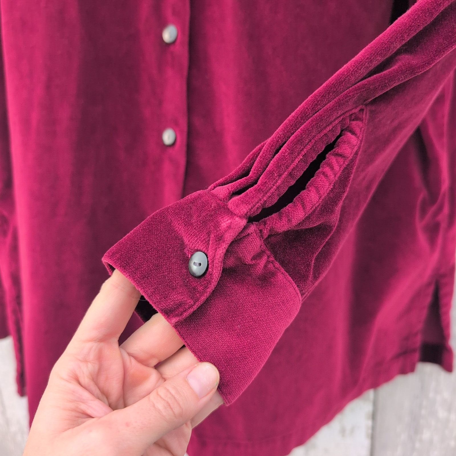 L.L. Bean Vintage 90s LL Bean Velvet Vampy Magenta Button Down Large Size L / US 10 / IT 46 - 3 Thumbnail