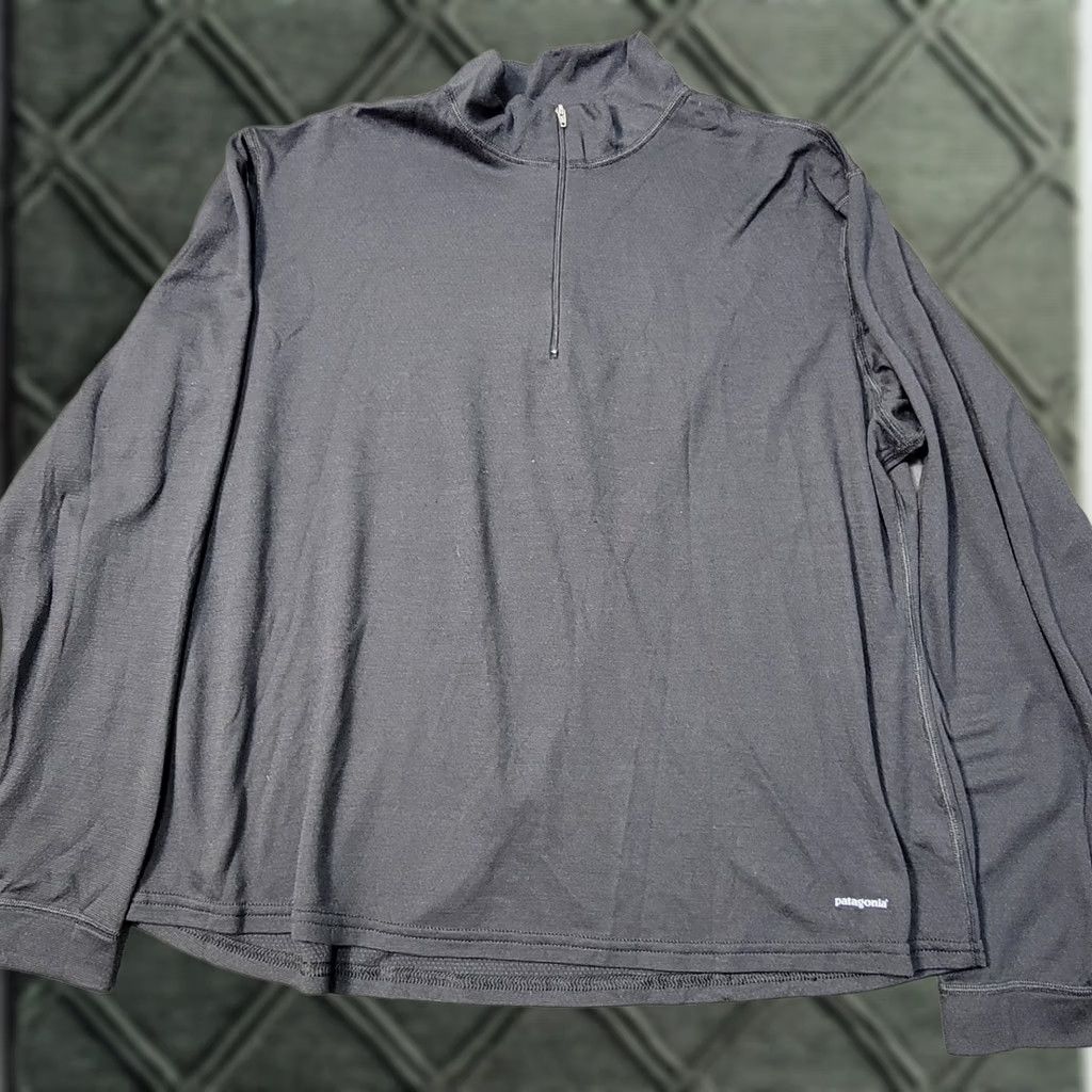 Patagonia Quarter Zip Pullover 1XL Black Polartec Capilene Midweight Mens, Men's