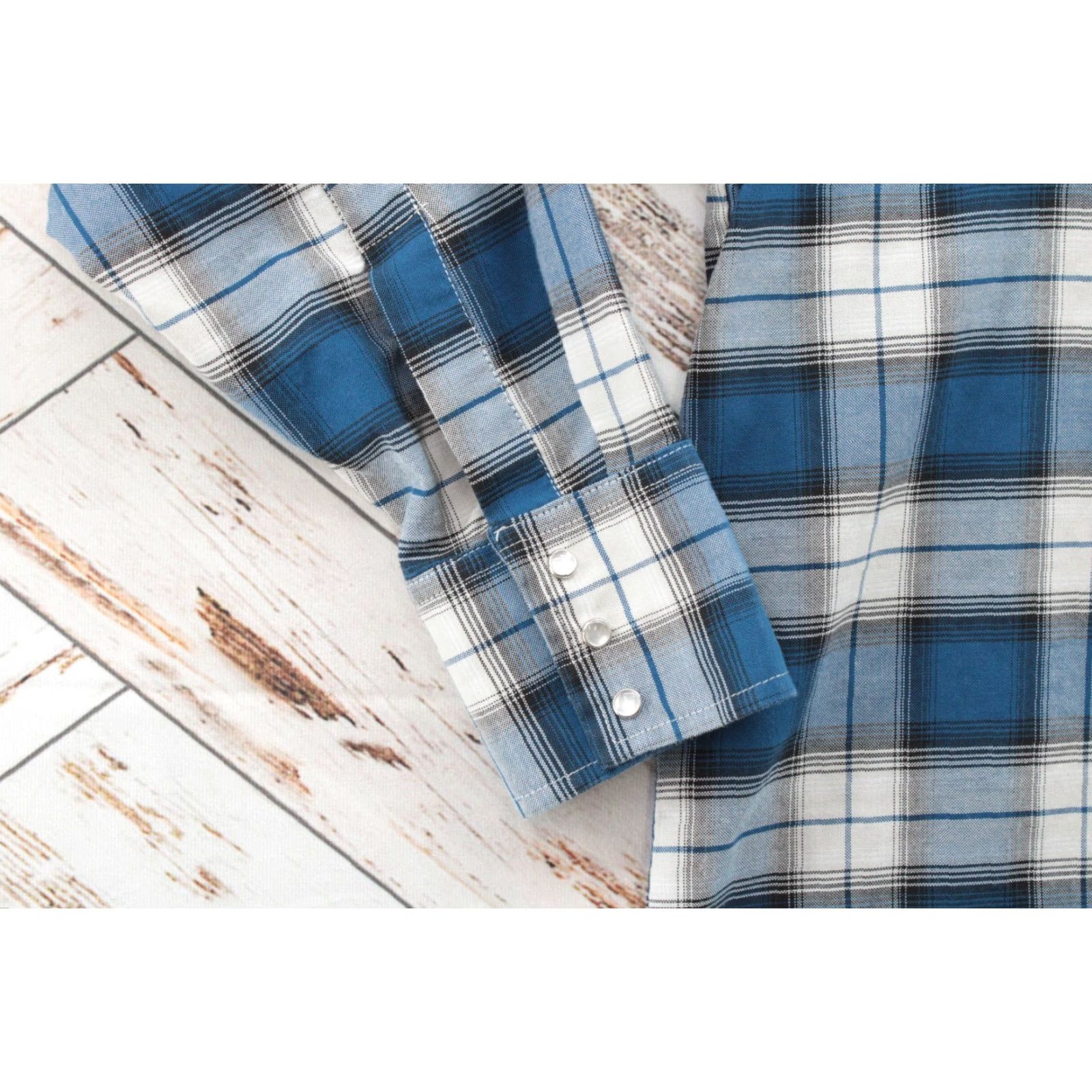 Vintage VTG Ely Cattleman Shirt Mens XL Blue White Plaid Western Pearl Snap Barrell Cuff Size US XL / EU 56 / 4 - 5 Thumbnail