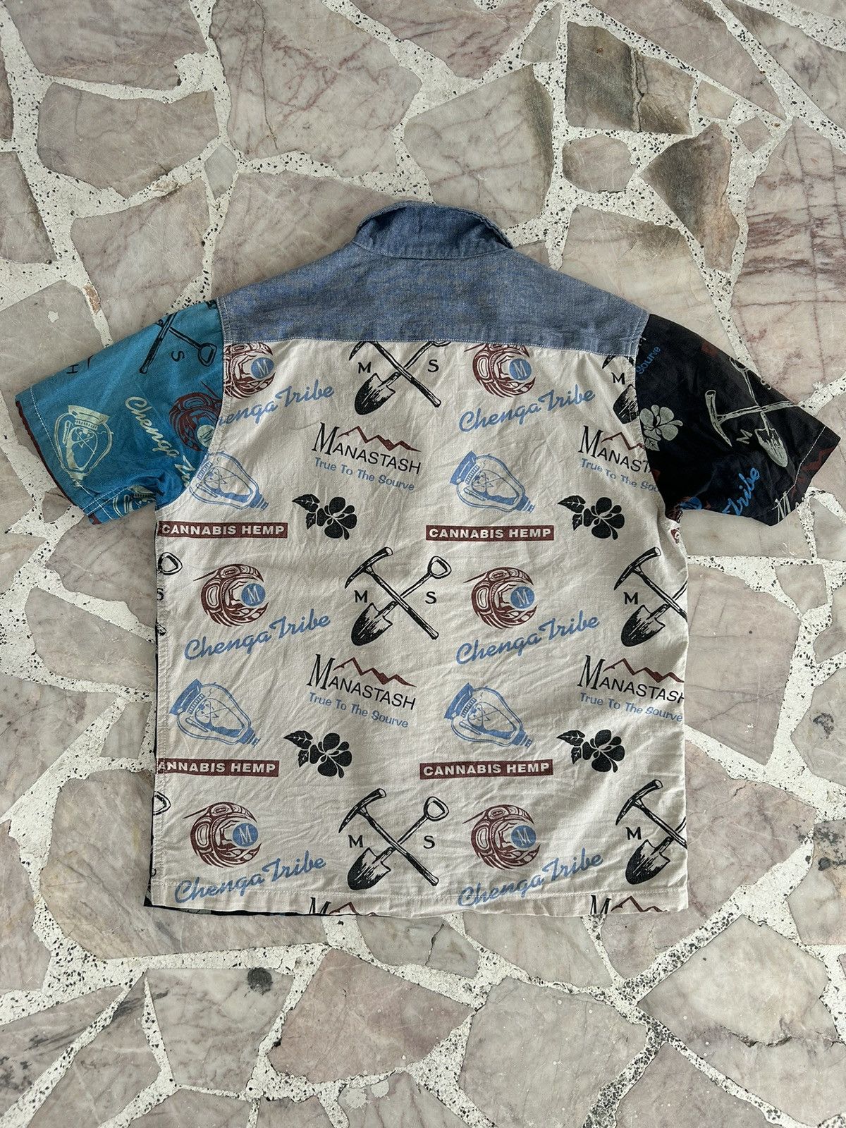 Manastash Chenga Tribe Overprint Cannabis Hemp Button Up Shirt Size US M / EU 48-50 / 2 - 9 Thumbnail