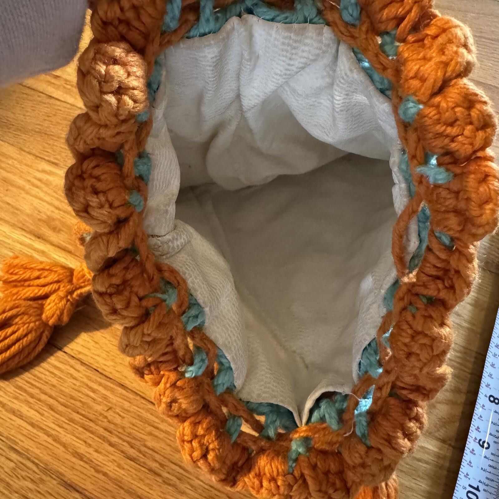 Handmade Y2K Boho Crochet Drawstring Shoulder Bag with Tassels Size ONE SIZE - 3 Thumbnail