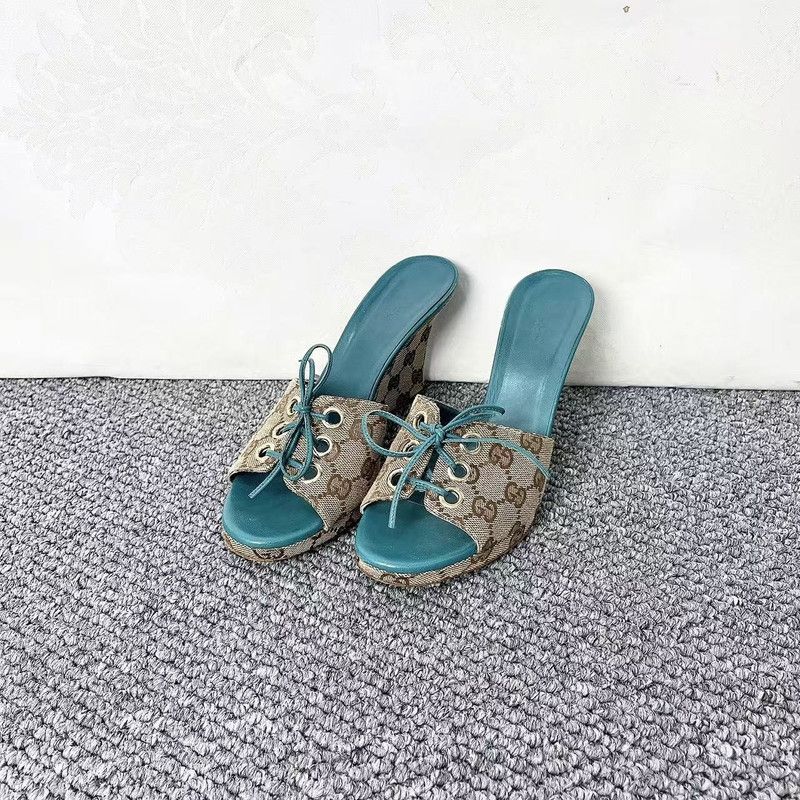 Gucci Gucci Colorful Peep-Toe Wedge Heels for Women 0079 Size US 5 / IT 35 - 1 Thumbnail