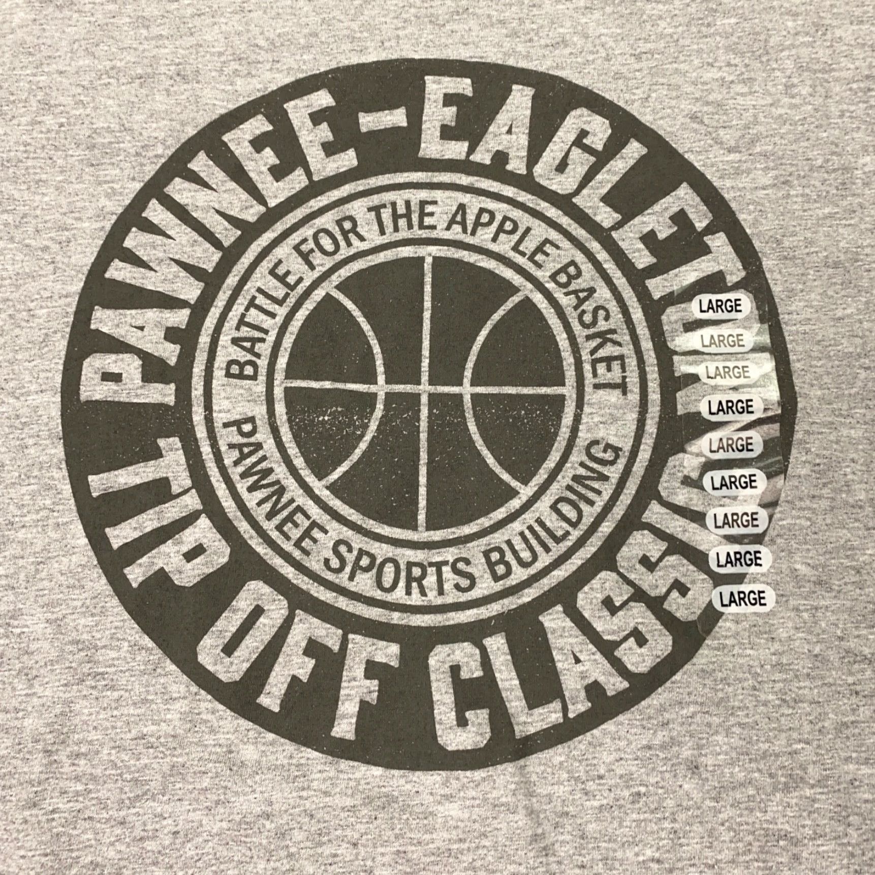 Vintage Parks and Recreation Shirt Mens Large Gray Pawnee Eagleton Tip-Off Classic NWT Size US L / EU 52-54 / 3 - 2 Thumbnail
