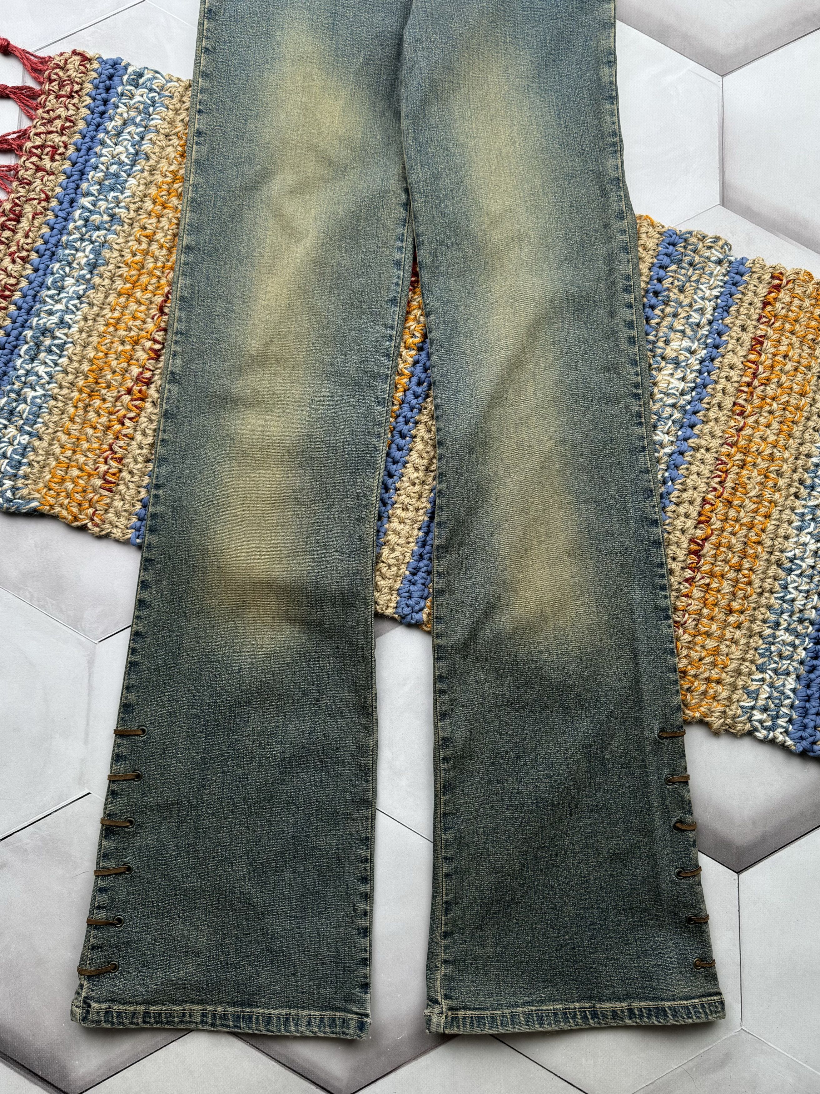 Japanese Brand Vintage Faded Flared Bondage Jeans (E4) Size 25" / US 0 / IT 36 - 3 Thumbnail